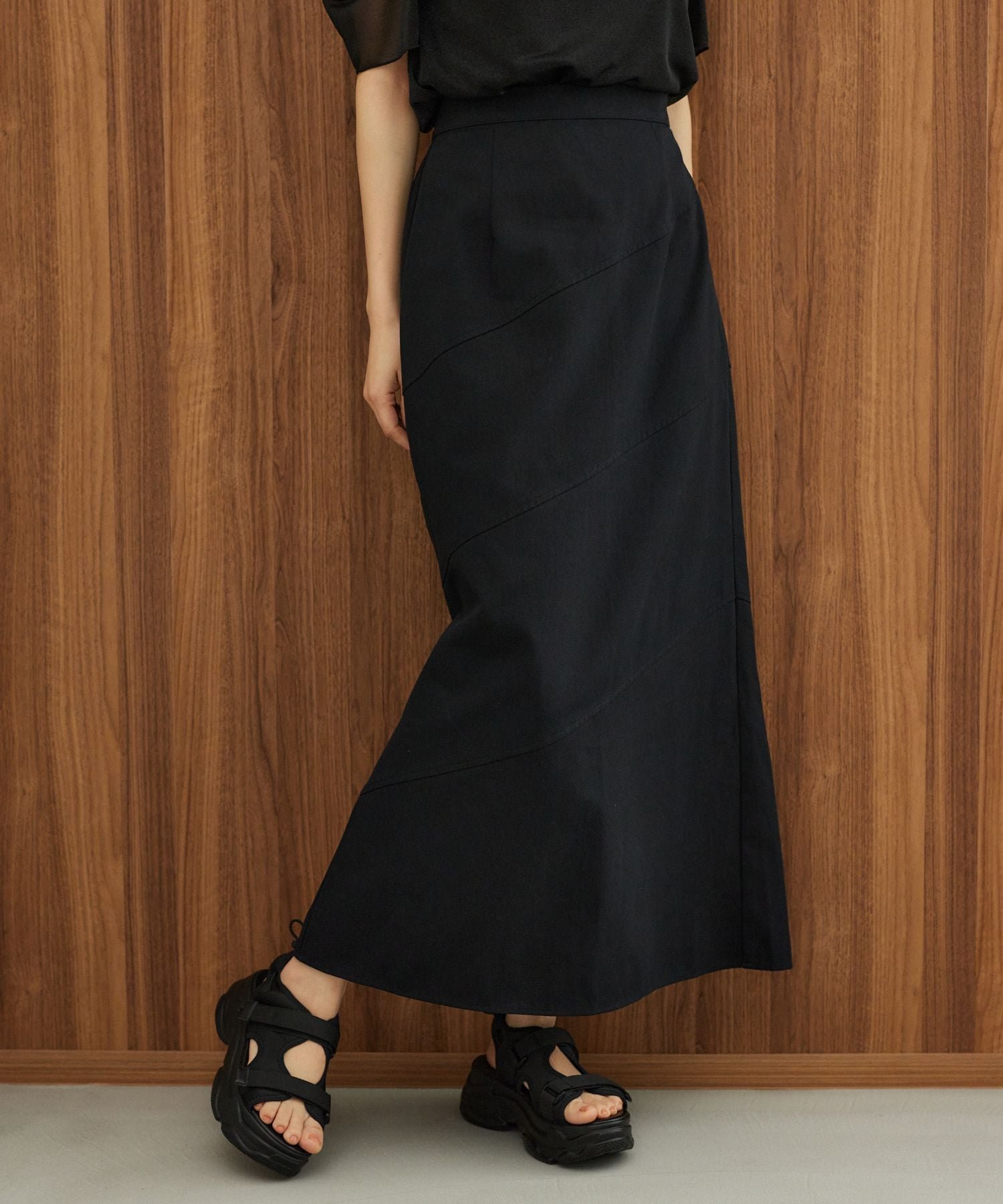 【ミスティ ウーマン/mysty woman】の斜め切り替えマーメイドスカート インテリア・キッズ・メンズ・レディースファッション・服の通販 founy(ファニー) 　ファッション　Fashion　レディースファッション　Ladies' Fashion Online　スカート　Skirt　シンプル　Simple　フェミニン　Feminine　マーメイド　Mermaid　ブラック|ID: prp329100004595665 ipo3291000000032655448