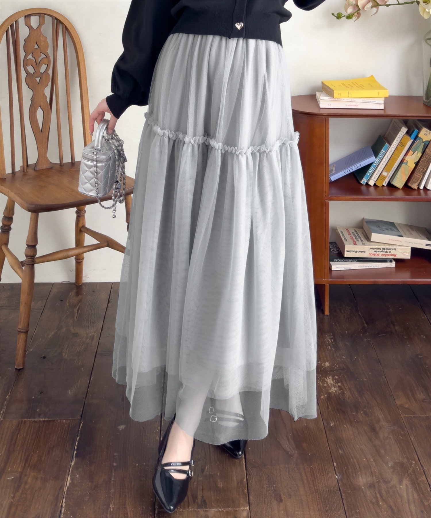 【クリア/clear】のチュールティアードスカート インテリア・キッズ・メンズ・レディースファッション・服の通販 founy(ファニー) 　ファッション　Fashion　レディースファッション　Ladies' Fashion Online　スカート　Skirt　ティアードスカート　Tiered Skirts　カーディガン　Cardigan　ダウン　Down　チュール　Tulle　フェミニン　Feminine　SV|ID: prp329100004595687 ipo3291000000032655707