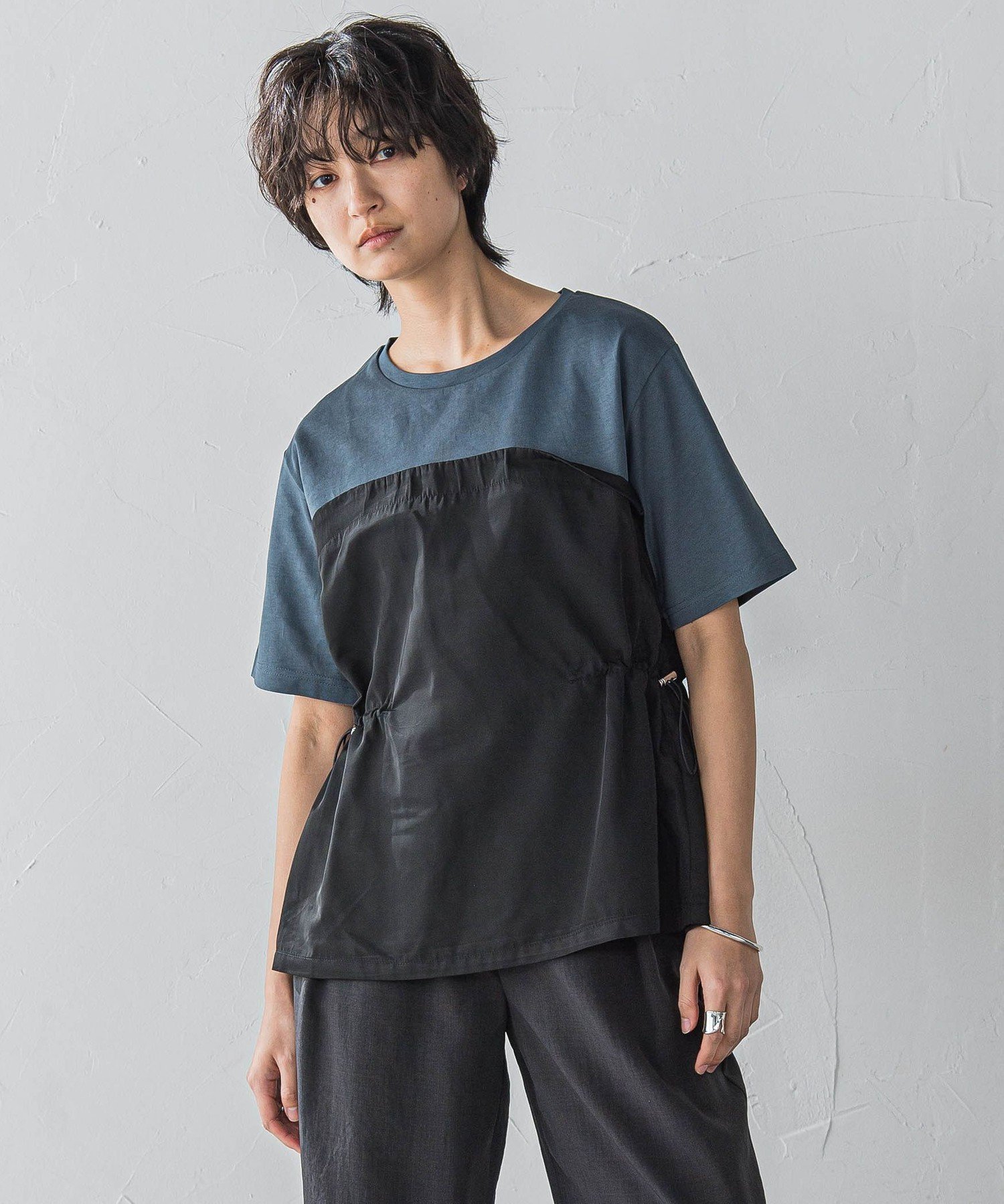 【メイソングレイ/MAYSON GREY】の【WEB限定】サイドドロストドッキングプルオーバー≪洗濯機で洗える≫ インテリア・キッズ・メンズ・レディースファッション・服の通販 founy(ファニー) 　ファッション　Fashion　レディースファッション　Ladies' Fashion Online　トップス・カットソー　Tops/Tshirt　プルオーバー　Pullover　ドッキング　Docking　ドローストリング　Drawstring　ビスチェ　Bustier　洗える　Washable　チャコールグレー|ID: prp329100004595689 ipo3291000000032655715