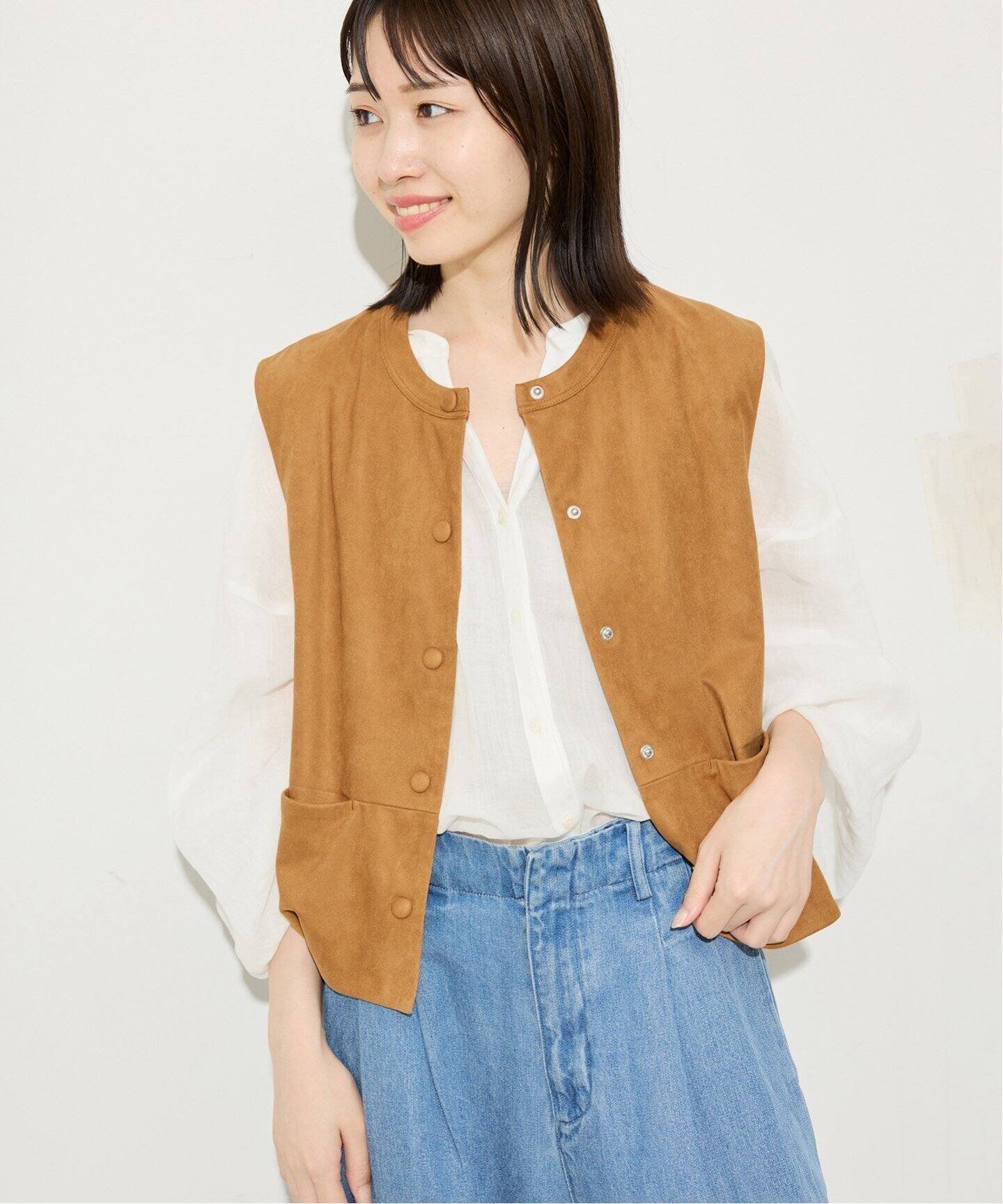 【スローブ イエナ/SLOBE IENA】のフェイクスエードベスト インテリア・キッズ・メンズ・レディースファッション・服の通販 founy(ファニー) 　ファッション　Fashion　レディースファッション　Fashion for Women　アウター　Coat / Outerwear Collection　トップス・カットソー　Cut & Sew Tops　ベスト&ジレ / 重ね着スタイル　Vests & Gilets　2025年　2025　2025-2026秋冬・A/W　Autumn/Winter 2025–26 AW25–26　おすすめ　Recommended / Our Picks　カットソー　Cut and Sewn Top　タンク　Tank Top, Sleeveless Top　トレンド　Trend, Trending Now　ノースリーブ　Sleeveless, No-Sleeve　ベスト　Vest, Waistcoat　夏　Summer　A/W・秋冬　Autumn/Winter　キャメル|ID: prp329100004595762 ipo3291000000032656654