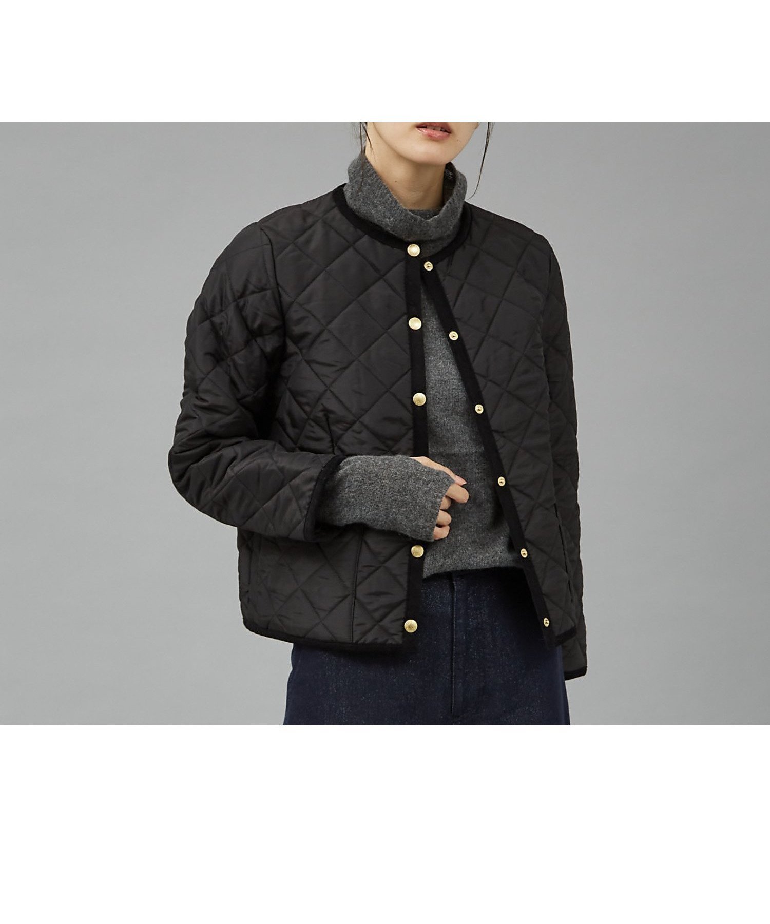 【カリテ/qualite】の【TRADITIONAL WEATHERWEAR】キルティングノーカラーブルゾン インテリア・キッズ・メンズ・レディースファッション・服の通販 founy(ファニー) 　ファッション　Fashion　レディースファッション　Fashion for Women　アウター　Coat / Outerwear Collection　ブルゾンジャケット・スポーティアウター　Blouson Jackets　キルティング　Quilted, Quilting　コレクション　Collection, Seasonal Line　シンプル　Simple, Minimal　軽量　Lightweight, Ultra Light　ブラック|ID: prp329100004595769 ipo3291000000032656712