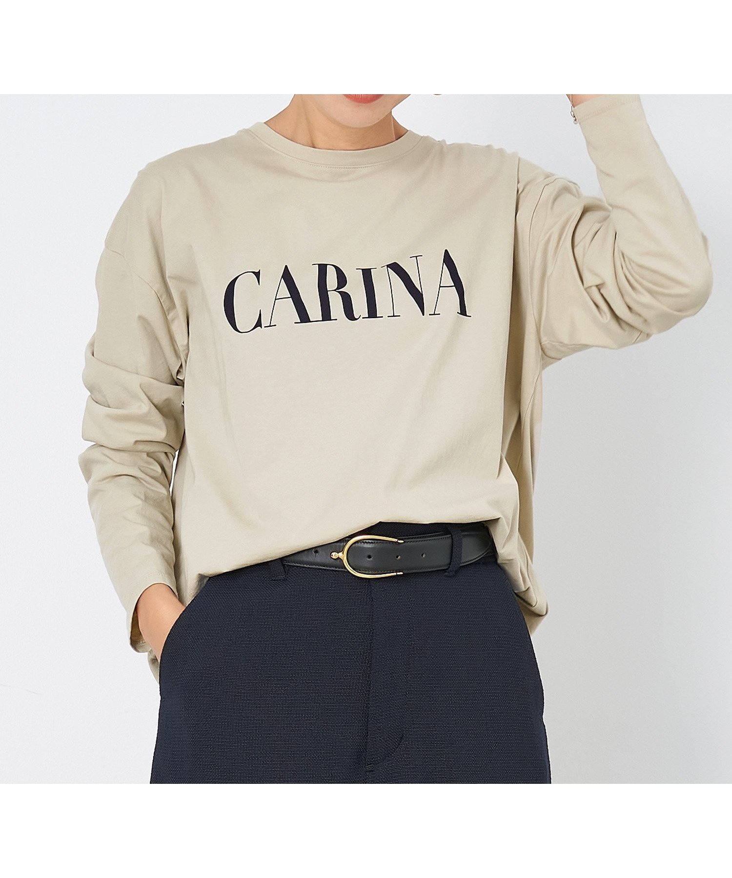 【マイカ ディール/MICA & DEAL】のCARINA ロゴロングT-shirt インテリア・キッズ・メンズ・レディースファッション・服の通販 founy(ファニー) 　ファッション　Fashion　レディースファッション　Ladies' Fashion Online　トップス・カットソー　Tops/Tshirt　シャツ/ブラウス　Shirts/Blouses　ロング / Tシャツ　T-Shirts　春　Spring　秋　Autumn/Fall　シルク　Silk　人気　Popularity　ロング　Long　BEIGE|ID: prp329100004595773 ipo3291000000032656728