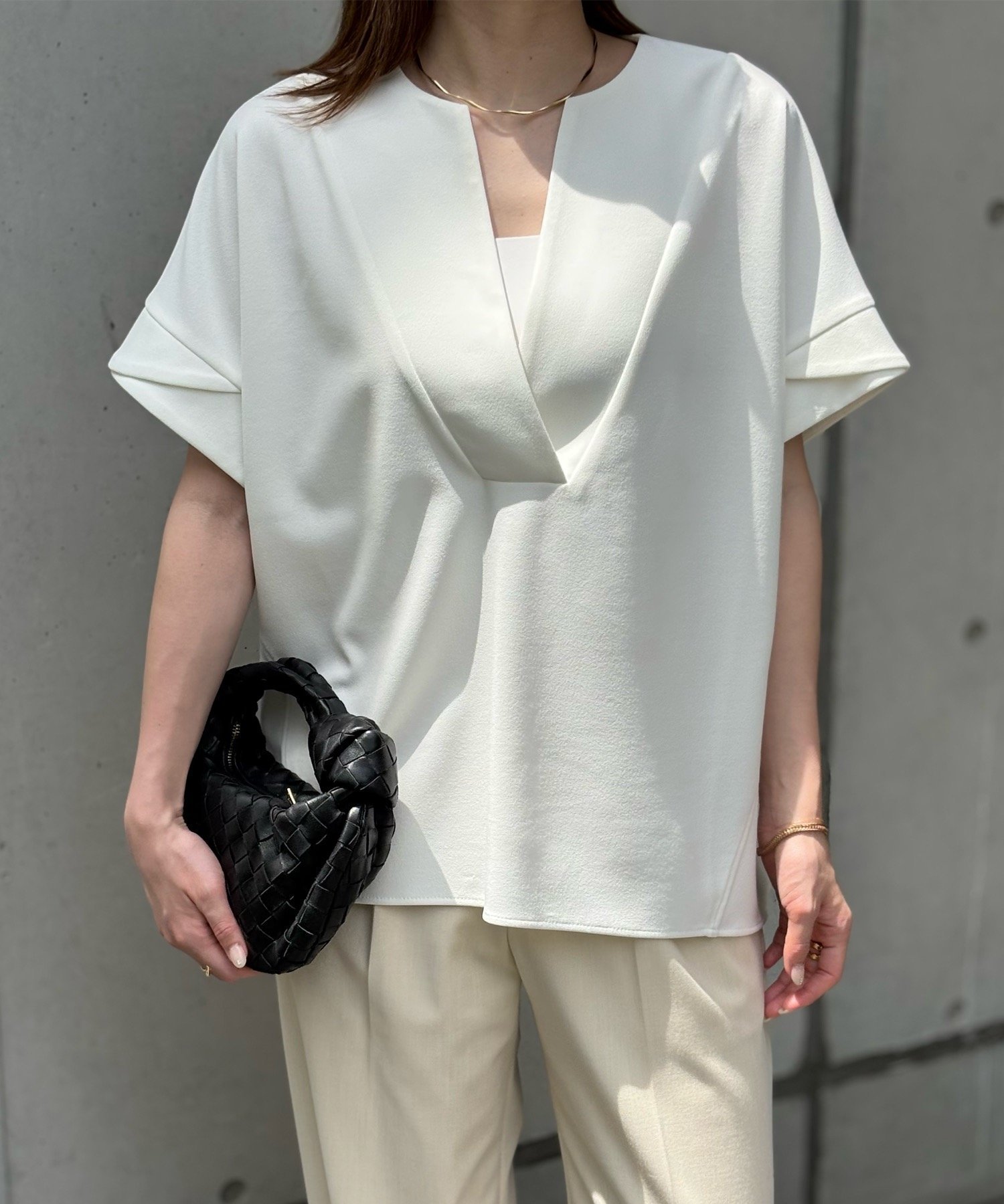 【その他のブランド/Other】のカットジョーゼットキーネックオーバープルオーバー 人気、トレンドファッション・服の通販 founy(ファニー) 　ファッション　Fashion　レディースファッション　Fashion for Women　トップス・カットソー　Cut & Sew Tops　カジュアルプルオーバー・ニットトップス　Pullovers & Knit Tops / Casual Pullovers　カットソー　Cut and Sewn Top　ジョーゼット　Georgette, Semi-Sheer Fabric　スキニー　Skinny, Slim Fit　ストレッチ　Stretch, Stretchy Fabric　デニム　Denim, Jeans Material　ペンシル　Pencil, Pencil Skirt　ボトム　Bottoms, Lower Wear　ワイド　Wide, Wide Fit　 other-1|ID: prp329100004595800 ipo3291000000032730657