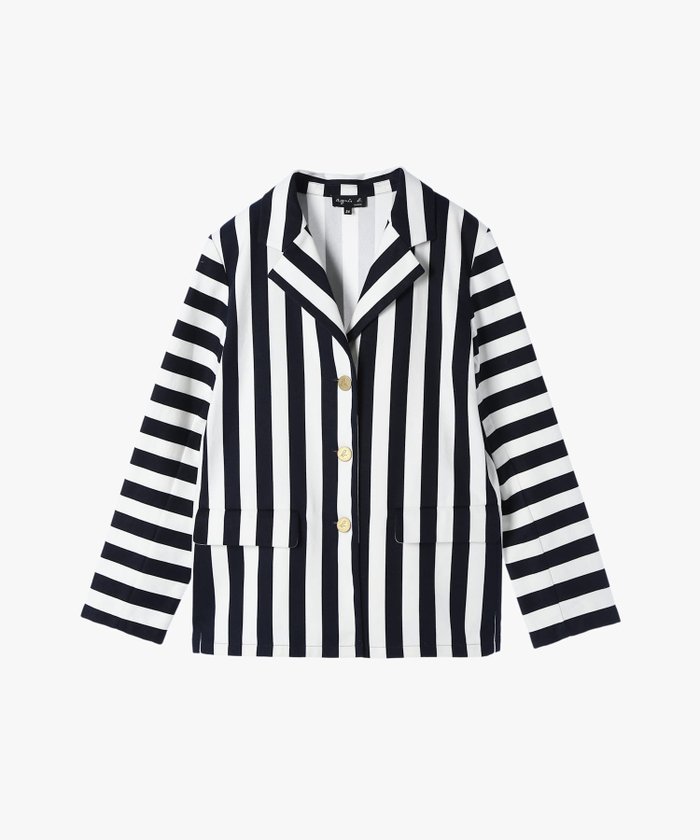 【アニエスベー ファム/agnes b. FEMME】のストライプジャケット インテリア・キッズ・メンズ・レディースファッション・服の通販 founy(ファニー) https://founy.com/ ファッション Fashion レディースファッション Fashion for Women アウター Coat / Outerwear Collection レディースジャケット・軽アウター Jackets クラシカル Classical, Vintage-Inspired ジャケット Jacket, Outerwear ストライプ Stripe, Striped Pattern バランス Balance, Style Balance フロント Front, Front Design レギュラー Regular, Standard Fit エレガント 上品 Elegant |ID: prp329100004595810 ipo3291000000032657062