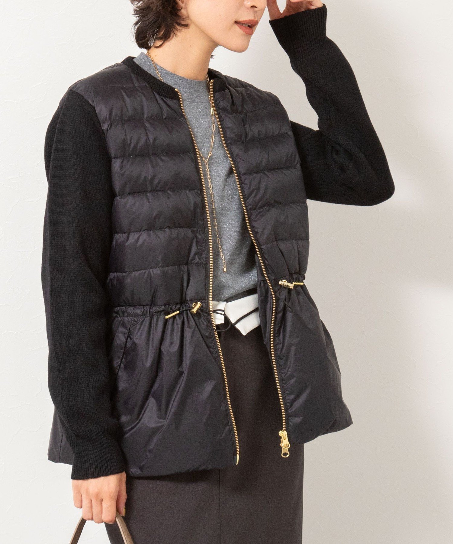 【ノーリーズ/NOLLEY'S】の【TAION/タイオン】別注ニットコンビダウンジャケット インテリア・キッズ・メンズ・レディースファッション・服の通販 founy(ファニー) 　ファッション　Fashion　レディースファッション　Fashion for Women　アウター　Coat / Outerwear Collection　レディースジャケット・軽アウター　Jackets　2025年　2025　2025-2026秋冬・A/W　Autumn/Winter 2025–26 AW25–26　コンビ　Combo, Combination Style　ショート　Short, Short Length　ダウン　Down, Puffer　ボトム　Bottoms, Lower Wear　エレガント 上品　Elegant　別注　Limited Edition, Custom Order　旅行　Travel　ブラック|ID: prp329100004595813 ipo3291000000032657094