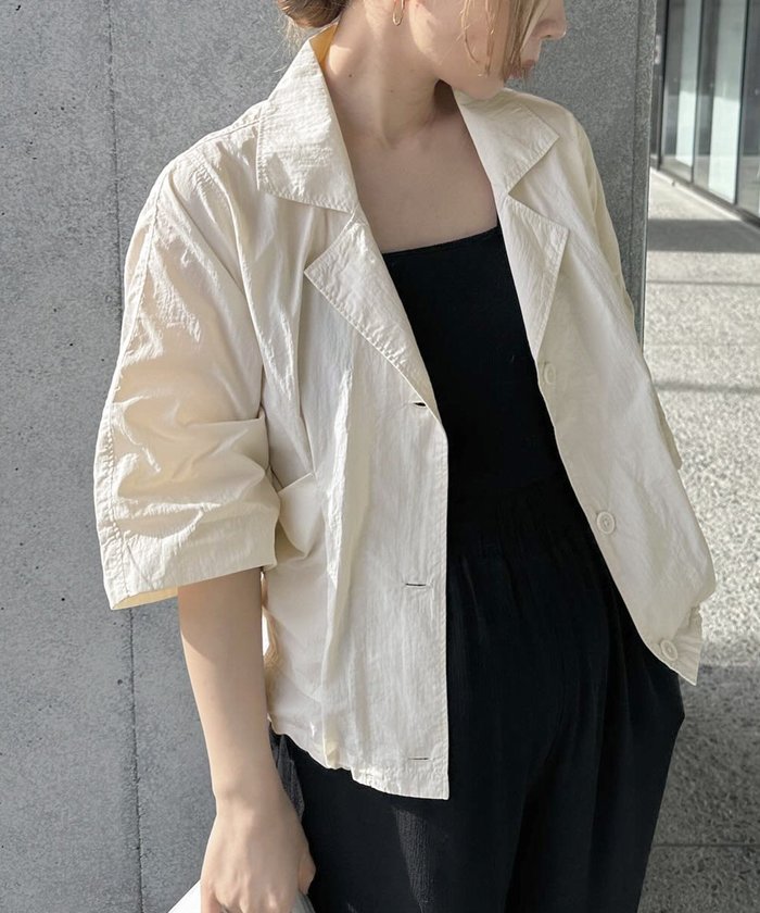 【その他のブランド/Other】のナイロンハーフスリーブジャケット インテリア・キッズ・メンズ・レディースファッション・服の通販 founy(ファニー) https://founy.com/ ファッション Fashion レディースファッション Fashion for Women アウター Coat / Outerwear Collection レディースジャケット・軽アウター Jackets コンパクト Compact, Small Size シンプル Simple, Minimal ポケット Pocket, Pocket Detail |ID: prp329100004595858 ipo3291000000032657373