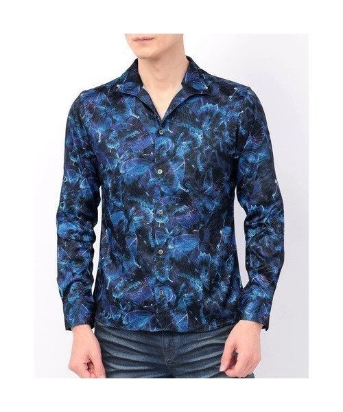 【トルネードマート/TORNADO MART / MEN】のTORNADO MARTジュエルバタフライプリントシャツ インテリア・キッズ・メンズ・レディースファッション・服の通販 founy(ファニー) 　ファッション　Fashion　メンズファッション　Men's Style Online　ジュエル　Jewel　スタイリッシュ　Stylish　ストレッチ　Stretch　バタフライ　Butterfly　プリント　Print　ペイズリー　Paisley　ロング　Long　ネイビー|ID: prp329100004595877 ipo3291000000032657599