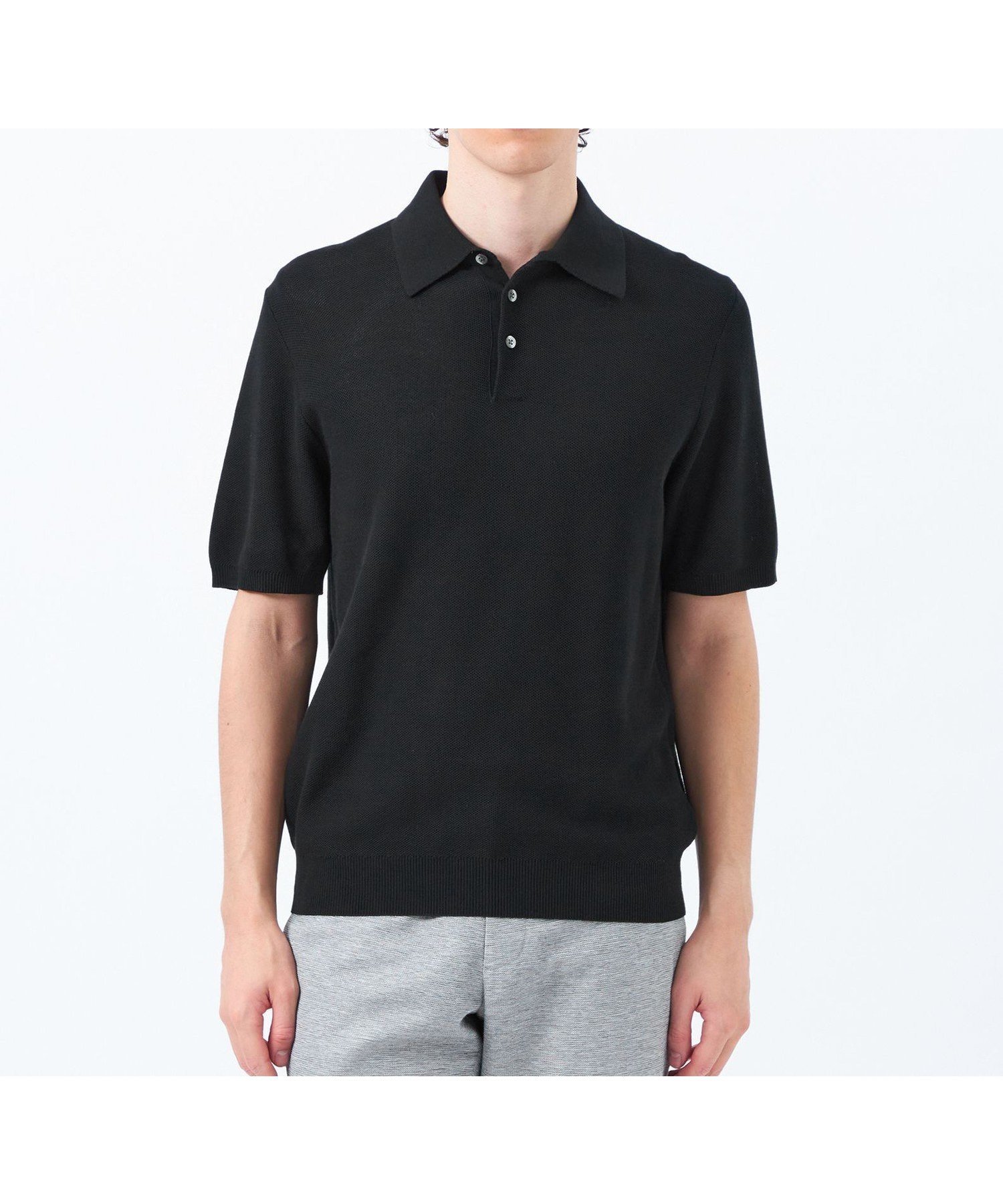 【マッキントッシュ フィロソフィー/MACKINTOSH PHILOSOPHY / MEN】のフラッフィーニット 半袖ニットポロ インテリア・キッズ・メンズ・レディースファッション・服の通販 founy(ファニー) 　ファッション　Fashion　メンズファッション　Men's Style Online　おすすめ　Recommend　インナー　Inner　ウォッシャブル　Washable　シルケット　Mercerization　ジャケット　Jacket　エレガント 上品　Elegant　半袖　Short Sleeve　夏　Summer　春　Spring　ブラック|ID: prp329100004595880 ipo3291000000032657629