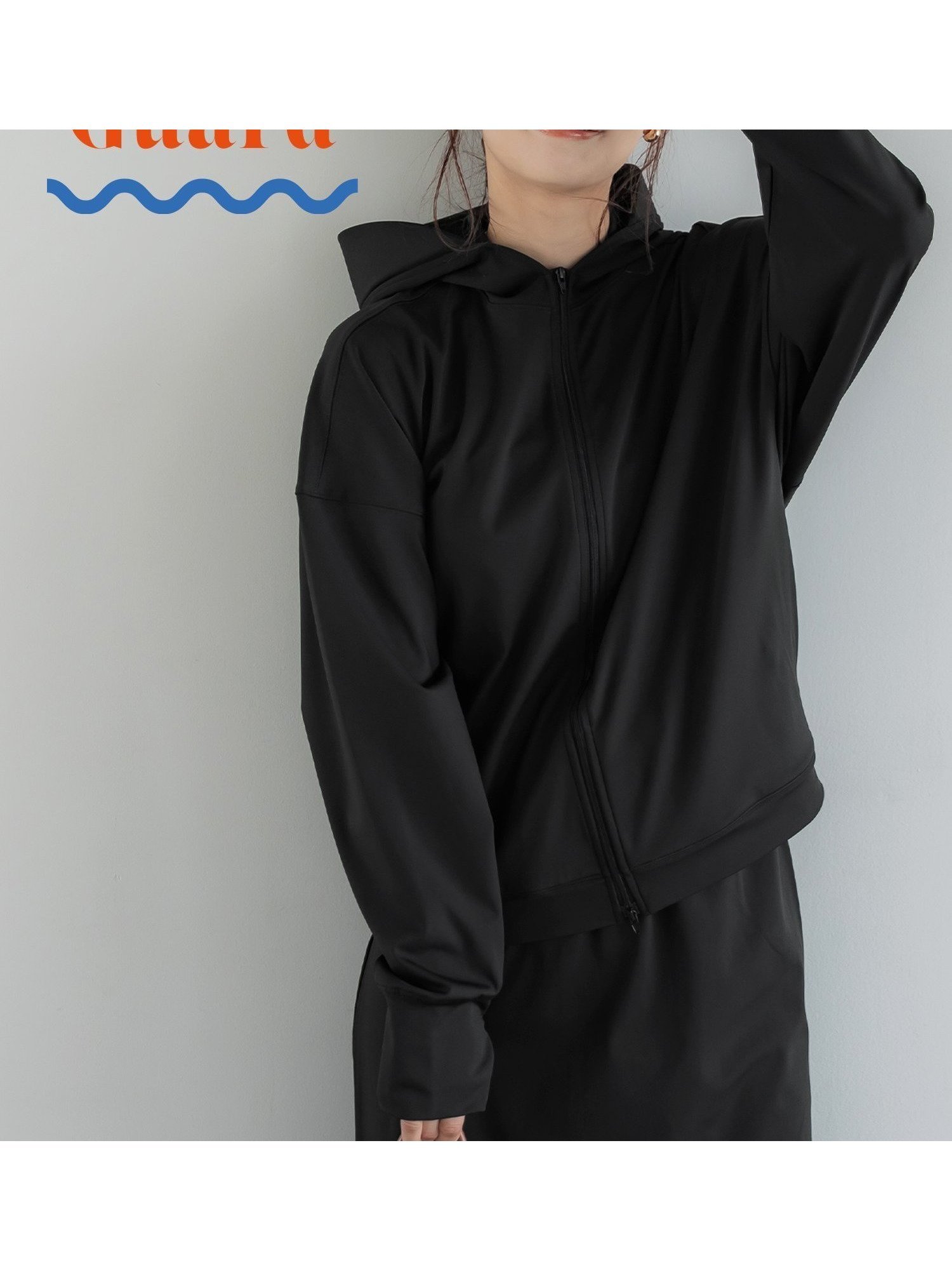 【コカ/COCA】の水陸両用ラッシュガードパーカー インテリア・キッズ・メンズ・レディースファッション・服の通販 founy(ファニー) 　ファッション　Fashion　レディースファッション　Ladies' Fashion Online　トップス・カットソー　Tops/Tshirt　パーカ　Sweats　ギャザー　Gather　ショート　Short　ダブル　Double　ビーチ　Beach　ポケット　Pocket　水着　Swimsuit　おすすめ　Recommend　夏　Summer　Black|ID: prp329100004595885 ipo3291000000032657681