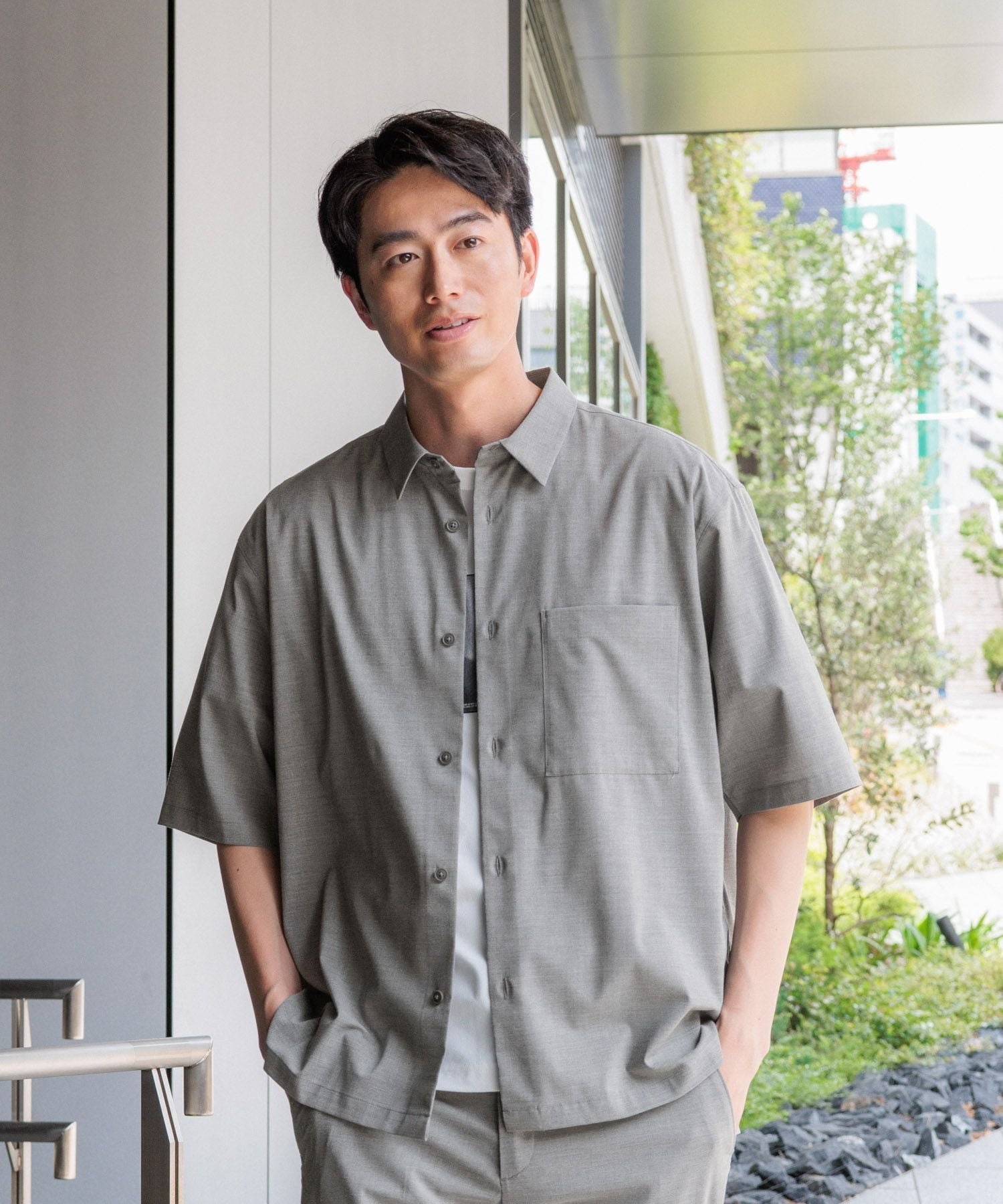 【グローバルワーク/GLOBAL WORK / MEN】のアーバンシャツAIR/5分袖/288177 インテリア・キッズ・メンズ・レディースファッション・服の通販 founy(ファニー) 　ファッション　Fashion　メンズファッション　Men's Style Online　おすすめ　Recommend　サマー　Summer　ストレッチ　Stretch　セットアップ　Set Up　ボックス　Box　リラックス　Relax　夏　Summer　羽織　Haori　ライトグレー15|ID: prp329100004595937 ipo3291000000032658109