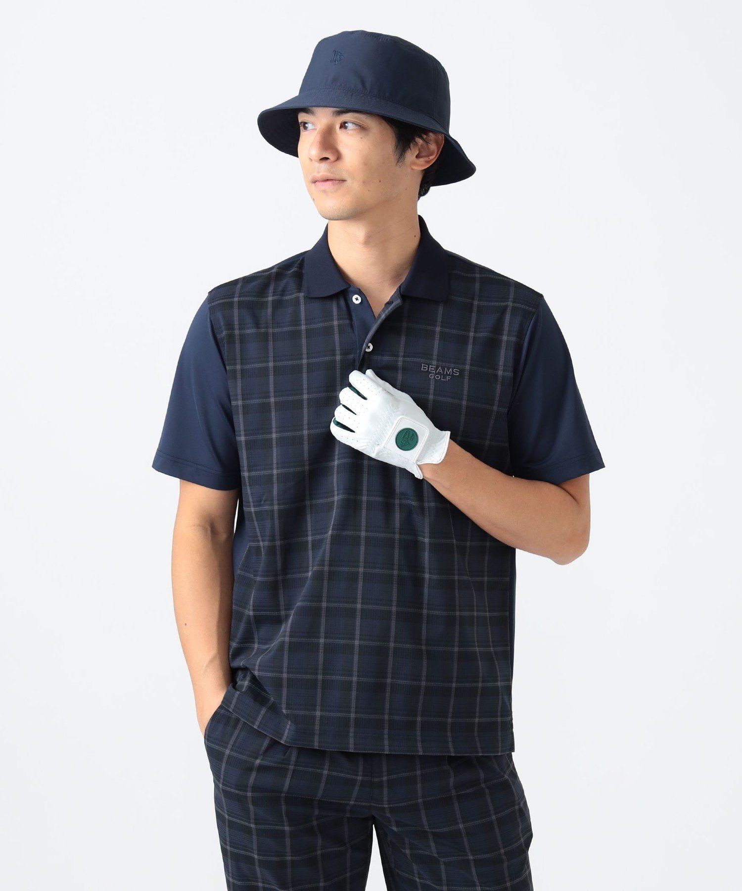 【その他のブランド/Other】のMEN PURPLE LABEL / チェック 切り替え ポロシャツ インテリア・キッズ・メンズ・レディースファッション・服の通販 founy(ファニー) 　ファッション　Fashion　メンズファッション　Fashion for Men　春　Spring　カッティング　Cutting Detail　グラデーション　Gradient, Ombre　吸水　Absorbent, Quick-Dry　チェック　Check, Plaid, Tartan　パターン　Pattern, Design Print　ベーシック　Basic, Essential　ポロシャツ　Polo Shirt, Collared Tee　無地　Plain, Solid Color　S/S・春夏　SS, Spring/Summer, Warm Season　おすすめ　Recommended / Our Picks　夏　Summer　エレガント 上品　Elegant　ゴルフ　Golf　NVY_CHK|ID: prp329100004595952 ipo3291000000033018838
