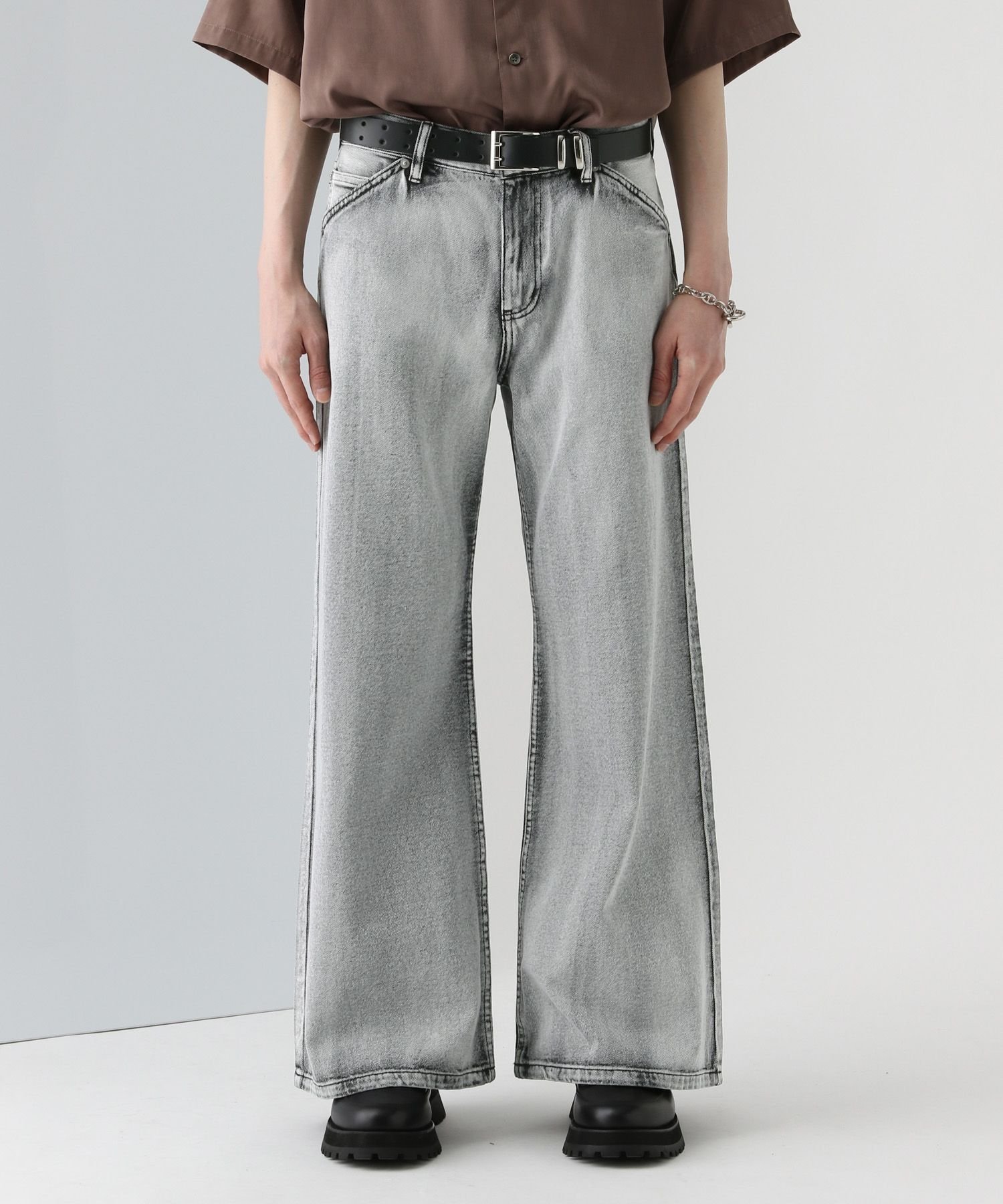 【ハレ/HARE / MEN】のデニムワイドフレアパンツ インテリア・キッズ・メンズ・レディースファッション・服の通販 founy(ファニー) 　ファッション　Fashion　メンズファッション　Men's Style Online　ボトムス　Bottoms/Men　トレンド　Trend　フレア　Flare　ワイド　Wide　グレー10|ID: prp329100004596024 ipo3291000000032659058