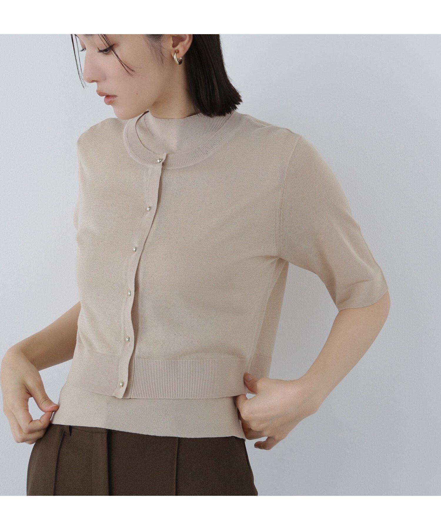 【ナチュラル ビューティー ベーシック/NATURAL BEAUTY BASIC】のシアーショートカーデアンサンブル インテリア・キッズ・メンズ・レディースファッション・服の通販 founy(ファニー) 　雑誌掲載アイテム　Magazine Items　ファッション雑誌　Fashion Magazines　オッジ　Oggi　ファッションモデル・俳優・女優　Models　女性　Women　古畑星夏　Furuhata Seika　ファッション　Fashion　レディースファッション　Ladies' Fashion Online　トップス・カットソー　Tops/Tshirt　アンサンブル　Knit Ensemble　8月号　August Issue　インナー　Inner　カーディガン　Cardigan　コンパクト　Compact　シアー　Sheer　リブニット　Rib Knit　夏　Summer　雑誌　Magazine　ライトベージュ|ID: prp329100004596034 ipo3291000000032659190