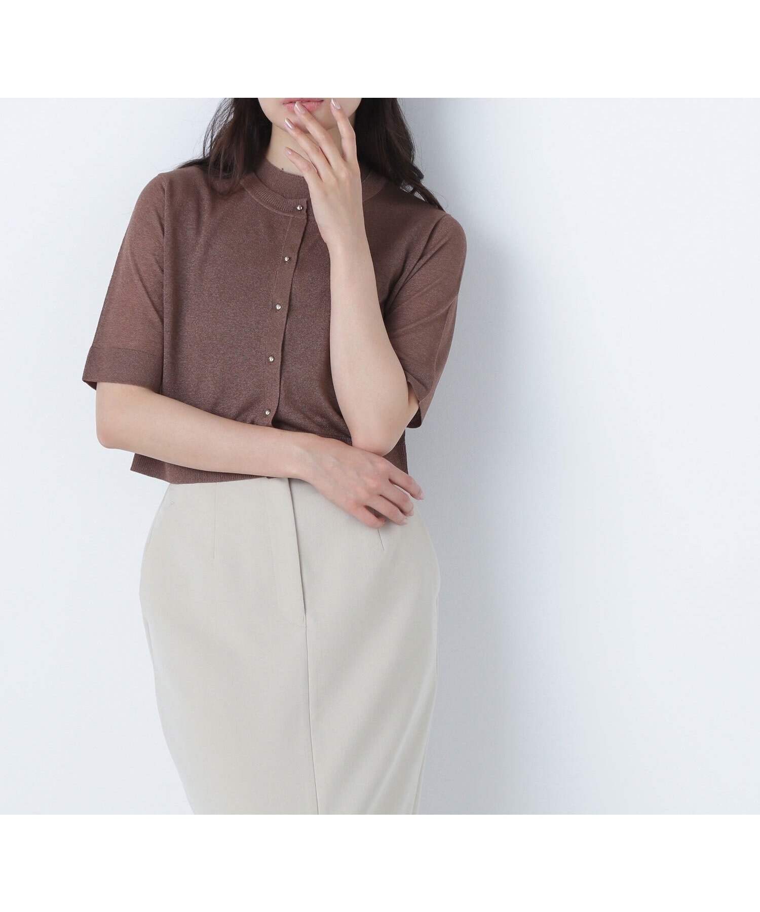 【ナチュラル ビューティー ベーシック/NATURAL BEAUTY BASIC】のシアーショートカーデアンサンブル インテリア・キッズ・メンズ・レディースファッション・服の通販 founy(ファニー) 　雑誌掲載アイテム　Magazine Items　ファッション雑誌　Fashion Magazines　オッジ　Oggi　ファッションモデル・俳優・女優　Models　女性　Women　古畑星夏　Furuhata Seika　ファッション　Fashion　レディースファッション　Ladies' Fashion Online　トップス・カットソー　Tops/Tshirt　アンサンブル　Knit Ensemble　8月号　August Issue　インナー　Inner　カーディガン　Cardigan　コンパクト　Compact　シアー　Sheer　リブニット　Rib Knit　夏　Summer　雑誌　Magazine　ブラウン|ID: prp329100004596034 ipo3291000000032659191