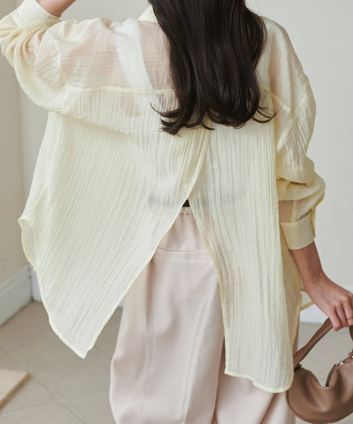 【ラナン/Ranan】のRanan/バックスリットシアーシャツ インテリア・キッズ・メンズ・レディースファッション・服の通販 founy(ファニー) https://founy.com/ ファッション Fashion レディースファッション Ladies' Fashion Online トップス・カットソー Tops/Tshirt シャツ/ブラウス Shirts/Blouses バッグ Bag エアリー Airy カフス Cuffs スリット Slit ポケット Pocket ラップ Wrap レギュラー Regular ワッシャー Washer |ID: prp329100004596054 ipo3291000000032659464