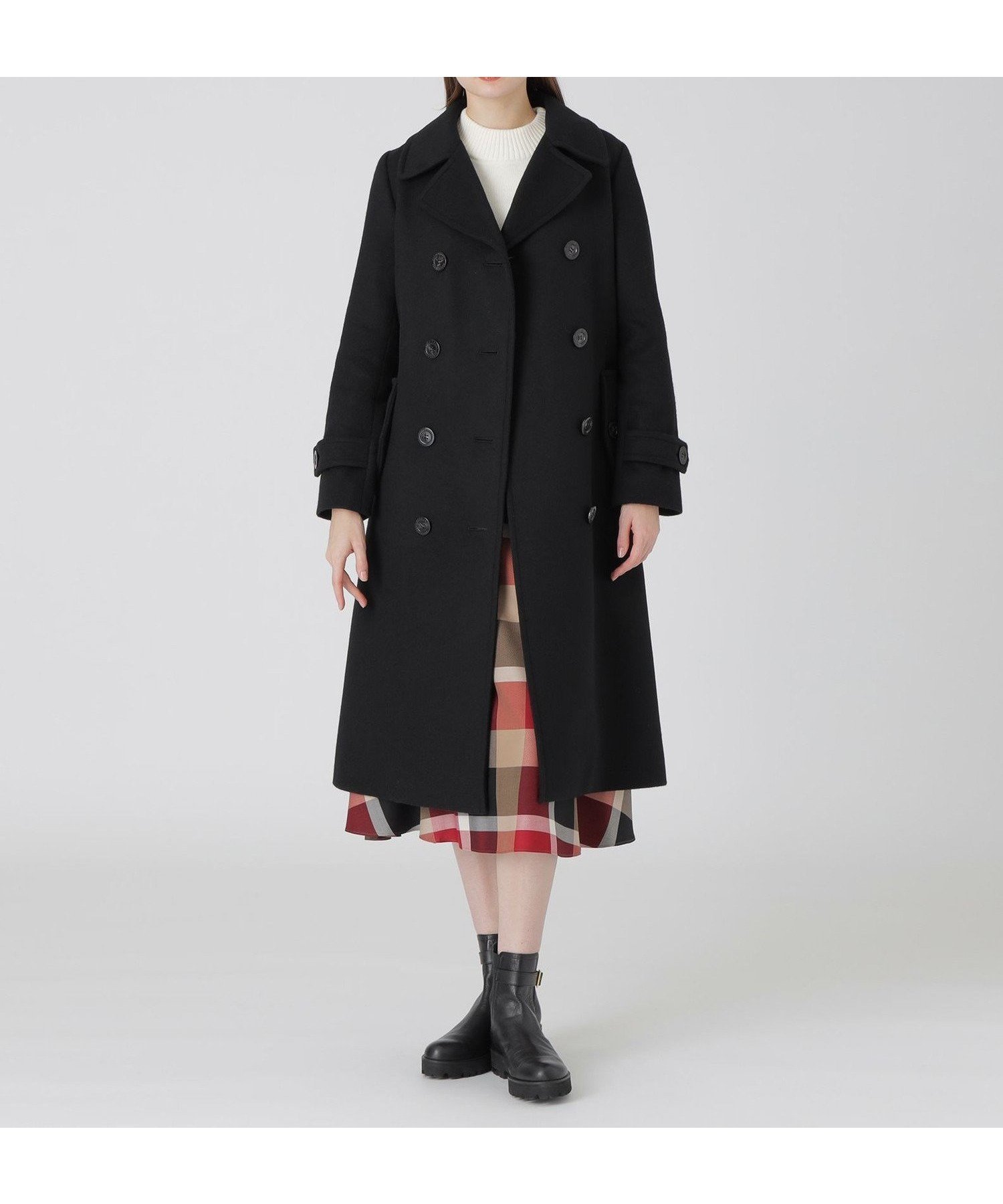 【ブルーレーベル クレストブリッジ/BLUE LABEL CRESTBRIDGE】の【一部店舗限定】ライトビーバーダブルブレストトレンチコート インテリア・キッズ・メンズ・レディースファッション・服の通販 founy(ファニー) 　ファッション　Fashion　レディースファッション　Ladies' Fashion Online　アウター　Coat Outerwear　コート　Coats　トレンチコート　Trench Coats　ダブル　Double　ロング　Long　ブラック|ID: prp329100004596065 ipo3291000000032659677