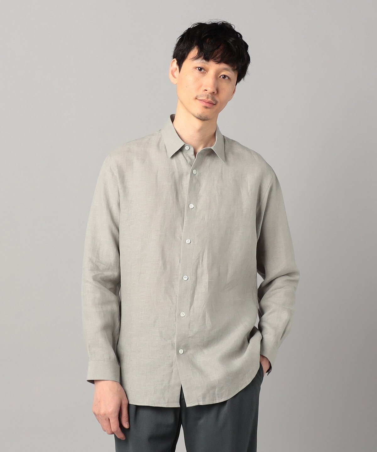 【コムサ メン/COMME CA / MEN】のLIBECO社 ベルギーリネンブロード レギュラーカラーシャツ インテリア・キッズ・メンズ・レディースファッション・服の通販 founy(ファニー) 　ファッション　Fashion　メンズファッション　Men's Style Online　リネン　Linen　ライトグレー|ID: prp329100004596075 ipo3291000000032659856