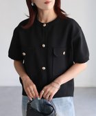 【リベリー/Riberry】の金ボタンスポンディッシュ半袖カーディガン ブラック|ID: prp329100004596100 ipo3291000000033558195