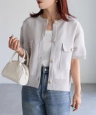 【リベリー/Riberry】の金ボタンスポンディッシュ半袖カーディガン グレイッシュベージュ|ID: prp329100004596100 ipo3291000000033558199