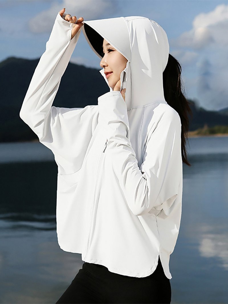 【ドゥーベル/Doux Belle】のトップス パーカー ラッシュガードパーカー インテリア・キッズ・メンズ・レディースファッション・服の通販 founy(ファニー) 　ファッション　Fashion　レディースファッション　Ladies' Fashion Online　トップス・カットソー　Tops/Tshirt　パーカ　Sweats　パーカー　Hoodie　パープル　Purple　ホワイト|ID: prp329100004596102 ipo3291000000032660227