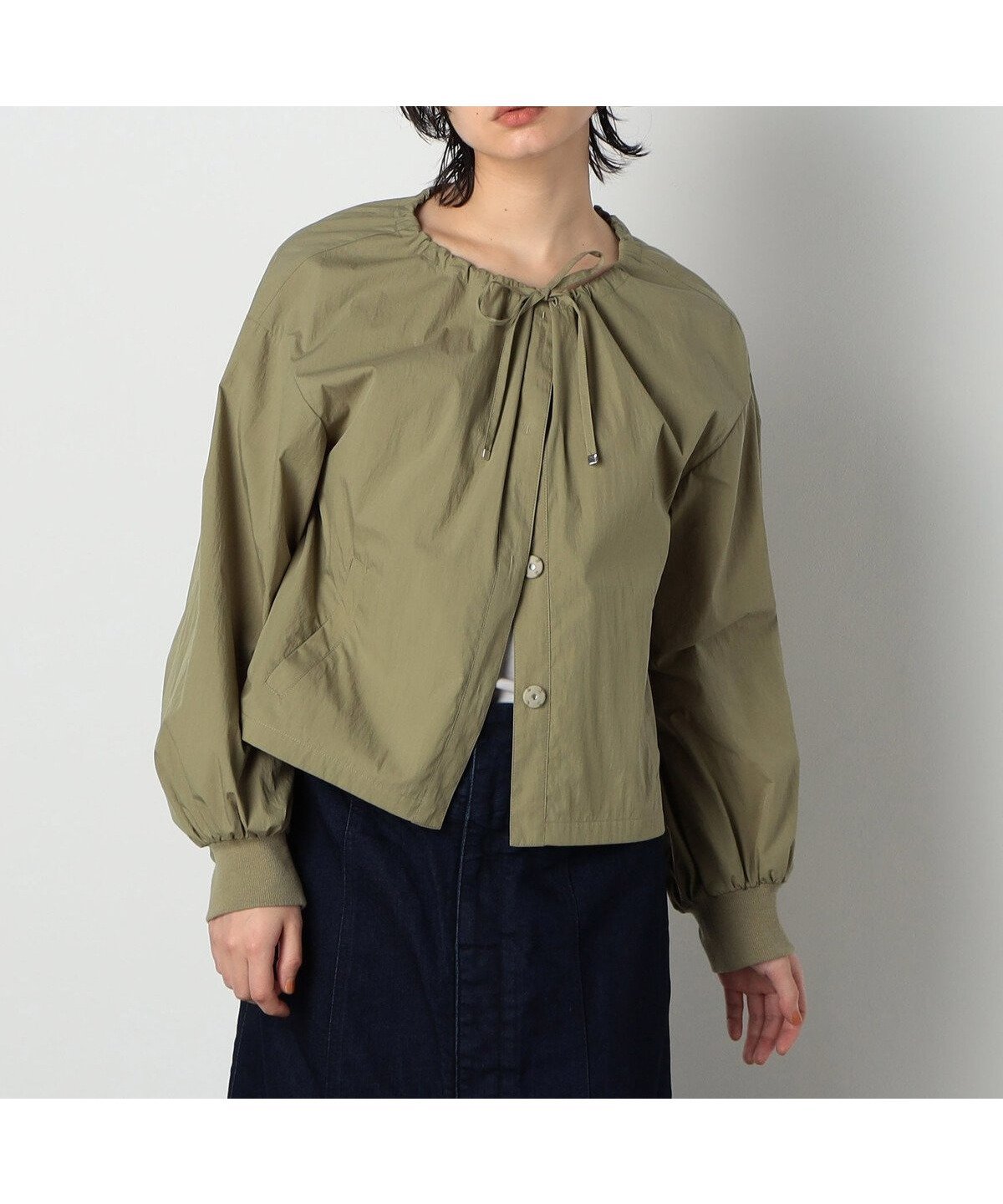 【コムサイズム/COMME CA ISM】の【セットアップ対応】タイプライター ノーカラーブルゾン インテリア・キッズ・メンズ・レディースファッション・服の通販 founy(ファニー) 　ファッション　Fashion　レディースファッション　Fashion for Women　アウター　Coat / Outerwear Collection　ブルゾンジャケット・スポーティアウター　Blouson Jackets　おすすめ　Recommended / Our Picks　ギャザー　Gathered, Ruffled　セットアップ　Set-Up, Coordinated Outfit　タイプライター　Typewriter Fabric, Crisp Cotton　ブルゾン　Blouson, Bomber Jacket　夏　Summer　春　Spring　秋　Autumn　オリーブ|ID: prp329100004596113 ipo3291000000032734906