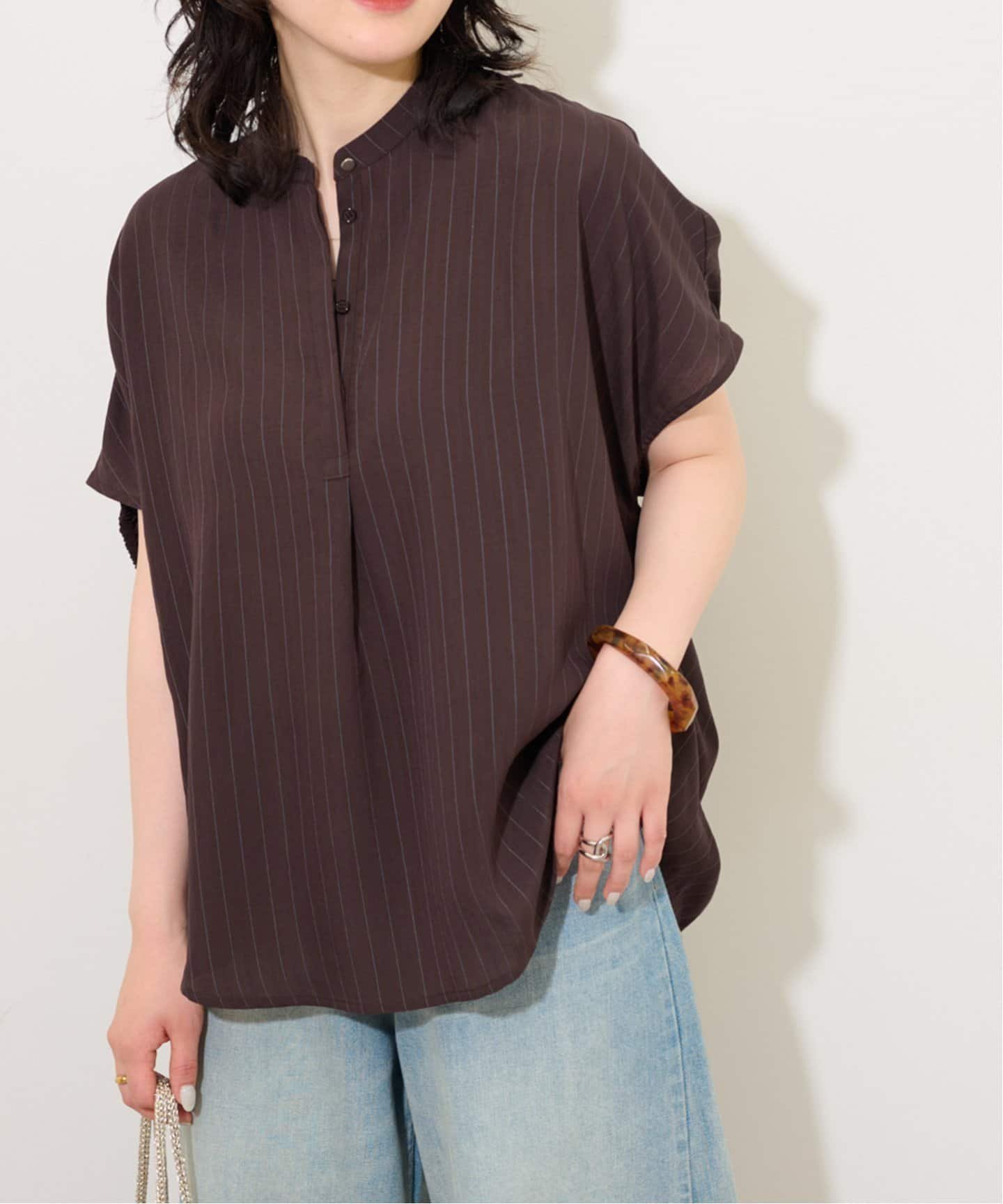 【ジャーナルスタンダード レリューム/JOURNAL STANDARD relume】の《WEB限定追加 》N/Rダブルストライプブラウス インテリア・キッズ・メンズ・レディースファッション・服の通販 founy(ファニー) 　ファッション　Fashion　レディースファッション　Fashion for Women　トップス・カットソー　Cut & Sew Tops　シャツ・ブラウス・オフィスカジュアル　Elegant Blouses & Button-Ups　2025年　2025　2025春夏・S/S　Spring/Summer 2025 SS25　ブラウン|ID: prp329100004596135 ipo3291000000032660811