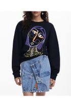 【デシグアル/Desigual】のプリント柄の女性用スウェット 人気、トレンドファッション・服の通販 founy(ファニー) ファッション Fashion レディースファッション Ladies' Fashion Online トップス・カットソー Tops/Tshirt パーカ Sweats スウェット Sweat カラフル Colorful シューズ Shoes スウェット Sweat デニム Denim パターン Pattern パッチワーク Patchwork プリント Print メンズ Mens 長袖 Long Sleeve thumbnail グレー/ブラック/2017|ID: prp329100004596139 ipo3291000000032660889