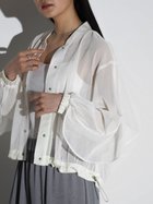 【ラシュッド/LASUD】のメッシュフリルライトブルゾン オフホワイト|ID: prp329100004596156 ipo3291000000032661089