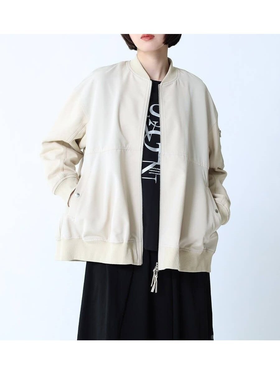 【ラシュッド/LASUD】の異素材MA-1ライトブルゾン インテリア・キッズ・メンズ・レディースファッション・服の通販 founy(ファニー) 　ファッション　Fashion　レディースファッション　Fashion for Women　アウター　Coat / Outerwear Collection　ブルゾンジャケット・スポーティアウター　Blouson Jackets　MA-1ジャケット　MA-1 Bomber Jackets / Flight Jackets　ブルゾン　Blouson, Bomber Jacket　ポケット　Pocket, Pocket Detail　軽量　Lightweight, Ultra Light　アイボリー|ID: prp329100004596160 ipo3291000000032661212