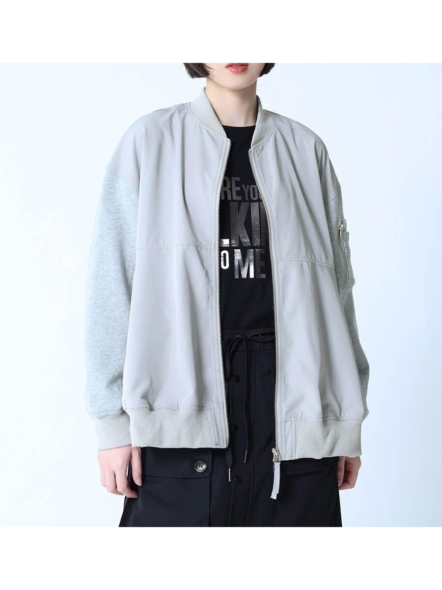【ラシュッド/LASUD】の異素材MA-1ライトブルゾン インテリア・キッズ・メンズ・レディースファッション・服の通販 founy(ファニー) 　ファッション　Fashion　レディースファッション　Fashion for Women　アウター　Coat / Outerwear Collection　ブルゾンジャケット・スポーティアウター　Blouson Jackets　MA-1ジャケット　MA-1 Bomber Jackets / Flight Jackets　ブルゾン　Blouson, Bomber Jacket　ポケット　Pocket, Pocket Detail　軽量　Lightweight, Ultra Light　グレー|ID: prp329100004596160 ipo3291000000032661214