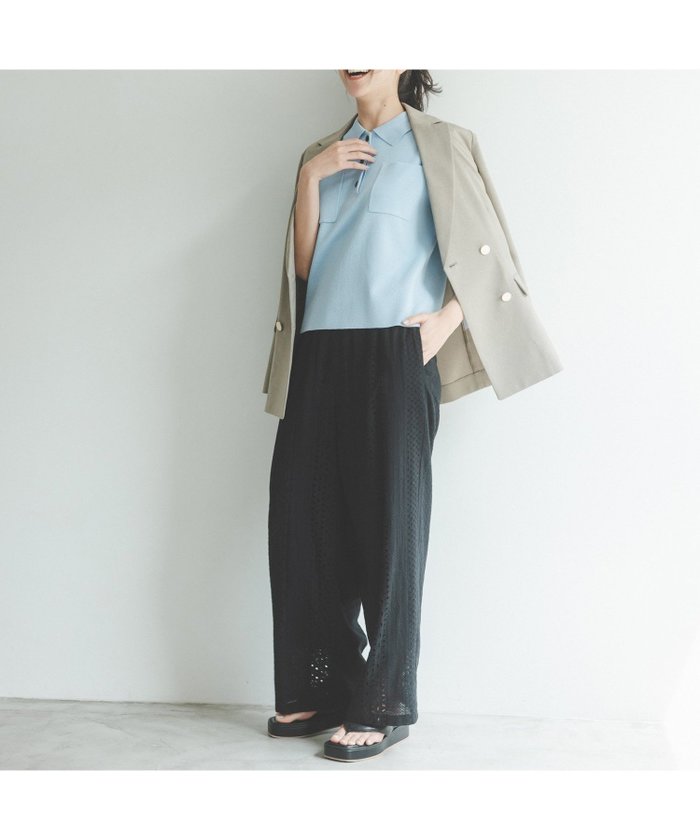 【エヌ ナチュラルビューティーベーシック/N.Natural Beauty basic】のレースイージーパンツ インテリア・キッズ・メンズ・レディースファッション・服の通販 founy(ファニー) https://founy.com/ ファッション Fashion レディースファッション Ladies' Fashion Online パンツ Pants ストライプ Stripe レース Race |ID: prp329100004596369 ipo3291000000032664011