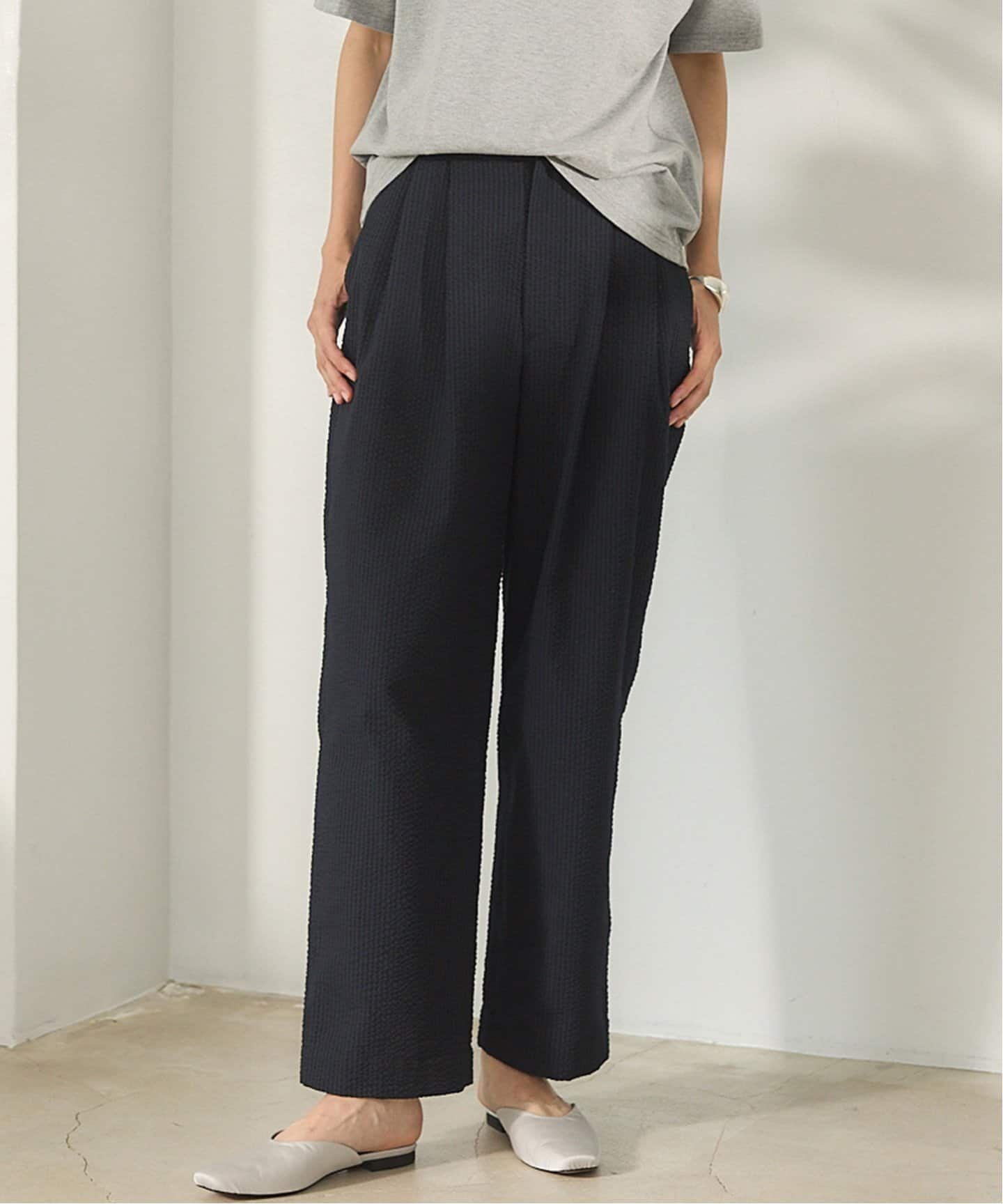 【イエナ/IENA】のBLACK シアサッカーパンツ インテリア・キッズ・メンズ・レディースファッション・服の通販 founy(ファニー) 　ファッション　Fashion　レディースファッション　Ladies' Fashion Online　パンツ　Pants　2025年　2025　2025-2026秋冬・A/W　Aw/Autumn/Winter/Fw/Fall/2025-2026　おすすめ　Recommend　アウトドア　Outdoor　サッカー　Soccer　スポーツ　Sports　パターン　Pattern　エレガント 上品　Elegant　夏　Summer　ブラック|ID: prp329100004596385 ipo3291000000032664163