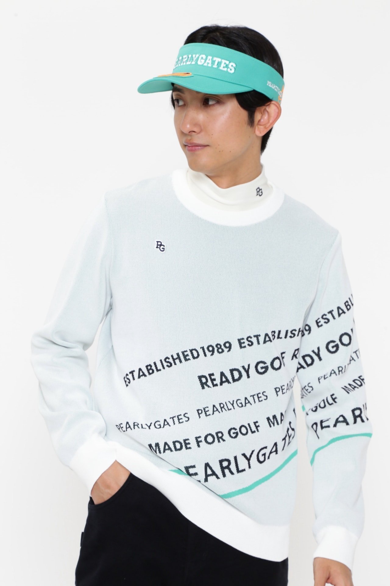 【パーリーゲイツ/PEARLY GATES / MEN】のコットンビーム クルーネックニット バイヤスロゴジャガード インテリア・キッズ・メンズ・レディースファッション・服の通販 founy(ファニー) 　ファッション　Fashion　メンズファッション　Men's Style Online　グラフィック　Graphic　ゴルフ　Golf　シンプル　Simple　バランス　Balance　今季　This Season　ホワイト|ID: prp329100004596430 ipo3291000000032664576