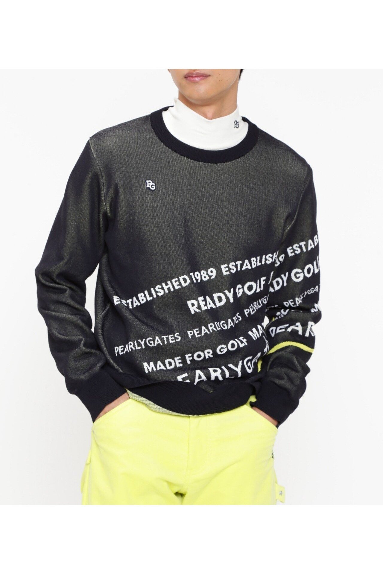 【パーリーゲイツ/PEARLY GATES / MEN】のコットンビーム クルーネックニット バイヤスロゴジャガード インテリア・キッズ・メンズ・レディースファッション・服の通販 founy(ファニー) 　ファッション　Fashion　メンズファッション　Men's Style Online　グラフィック　Graphic　ゴルフ　Golf　シンプル　Simple　バランス　Balance　今季　This Season　ダークネイビー|ID: prp329100004596430 ipo3291000000032664578