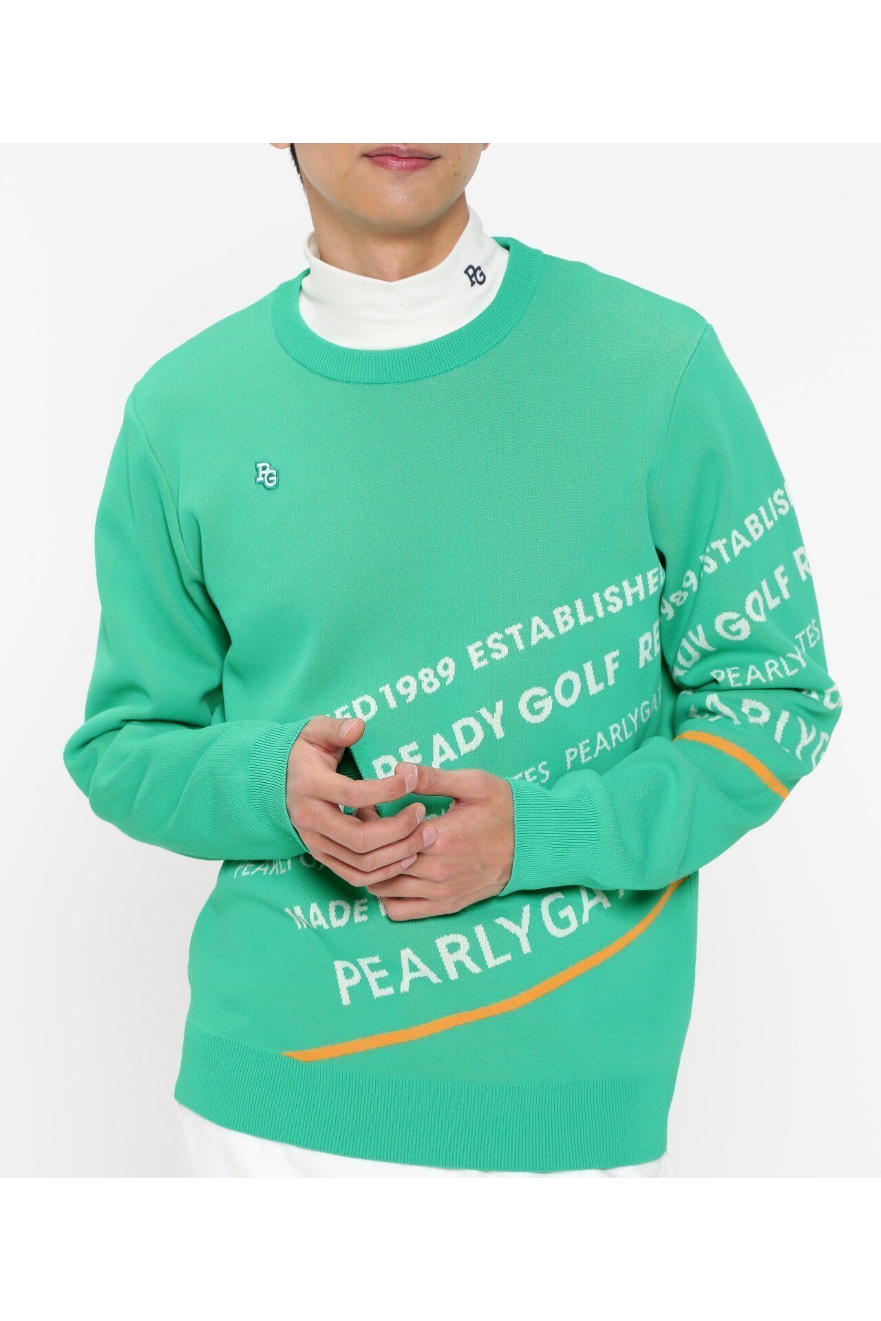 【パーリーゲイツ/PEARLY GATES / MEN】のコットンビーム クルーネックニット バイヤスロゴジャガード インテリア・キッズ・メンズ・レディースファッション・服の通販 founy(ファニー) 　ファッション　Fashion　メンズファッション　Men's Style Online　グラフィック　Graphic　ゴルフ　Golf　シンプル　Simple　バランス　Balance　今季　This Season　ペパーミント|ID: prp329100004596430 ipo3291000000032664580