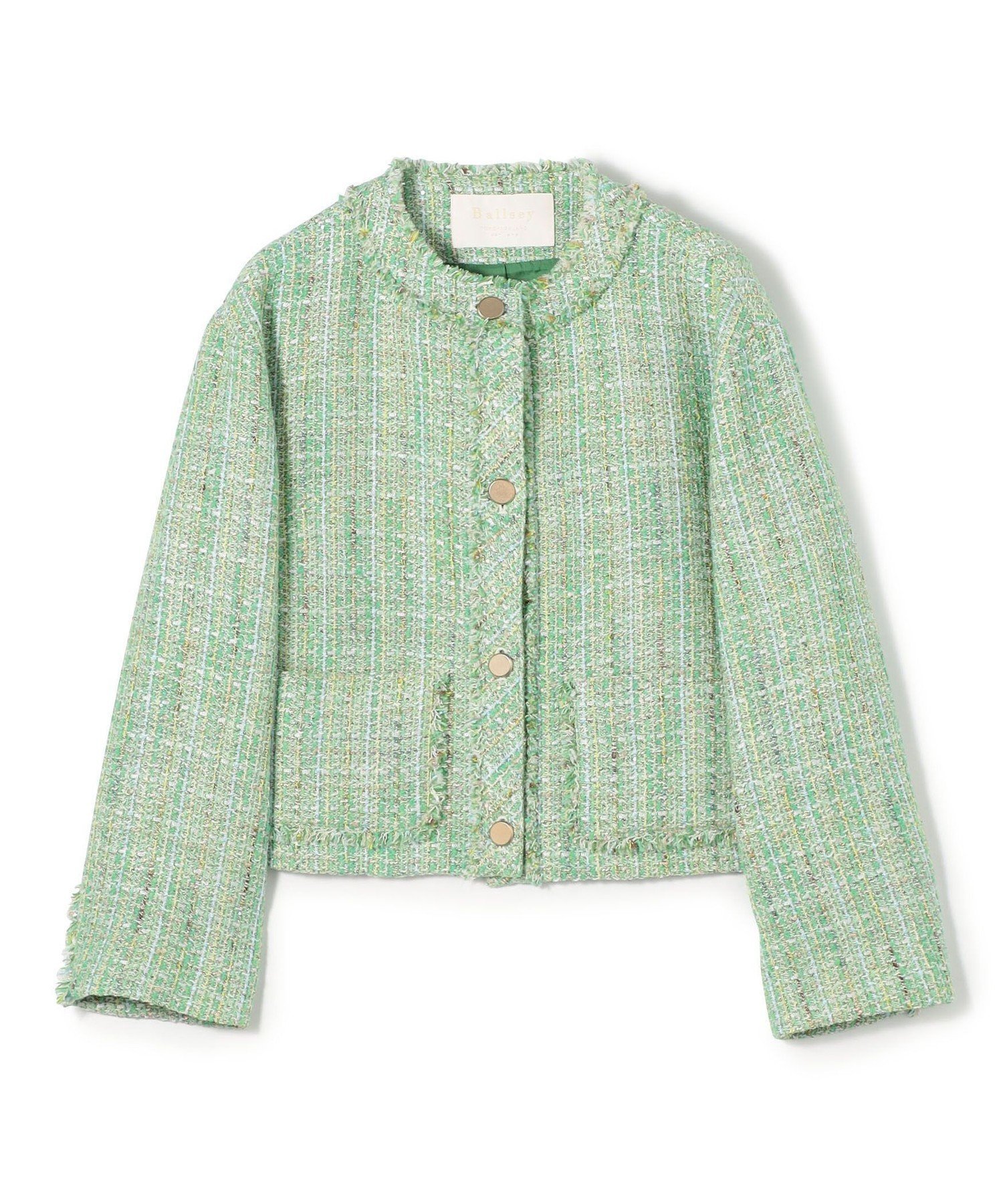 【トゥモローランド/TOMORROWLAND】のカラースパングルツイード ノーカラージャケット インテリア・キッズ・メンズ・レディースファッション・服の通販 founy(ファニー) 　ファッション　Fashion　レディースファッション　Ladies' Fashion Online　アウター　Coat Outerwear　ジャケット　Jackets　ノーカラージャケット　No Collar Leather Jackets　イタリア　Italy　エレガント 上品　Elegant　コンパクト　Compact　ジャケット　Jacket　スパンコール　Sequins　ダウン　Down　ツイード　Tweed　デニム　Denim　バランス　Balance　フリンジ　Fringe　ベーシック　Basic　ポケット　Pocket　春　Spring　53 グリーン|ID: prp329100004596479 ipo3291000000032665054