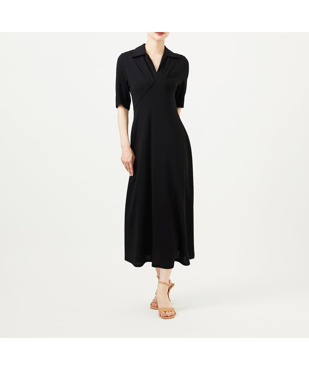 【シビラ/SYBILLA】のスキッパー梨地ジャージードレス 人気、トレンドファッション・服の通販 founy(ファニー) 　ファッション　Fashion　レディースファッション　Ladies' Fashion Online　ワンピース　Dress　ドレス　Party Dresses　アンダー　Under　コンパクト　Compact　ジャージー　Jersey　スキッパー　Skipper　スマート　Smart　ドレス　Dress　フレア　Flare　 other-1|ID: prp329100004596498 ipo3291000000032665248