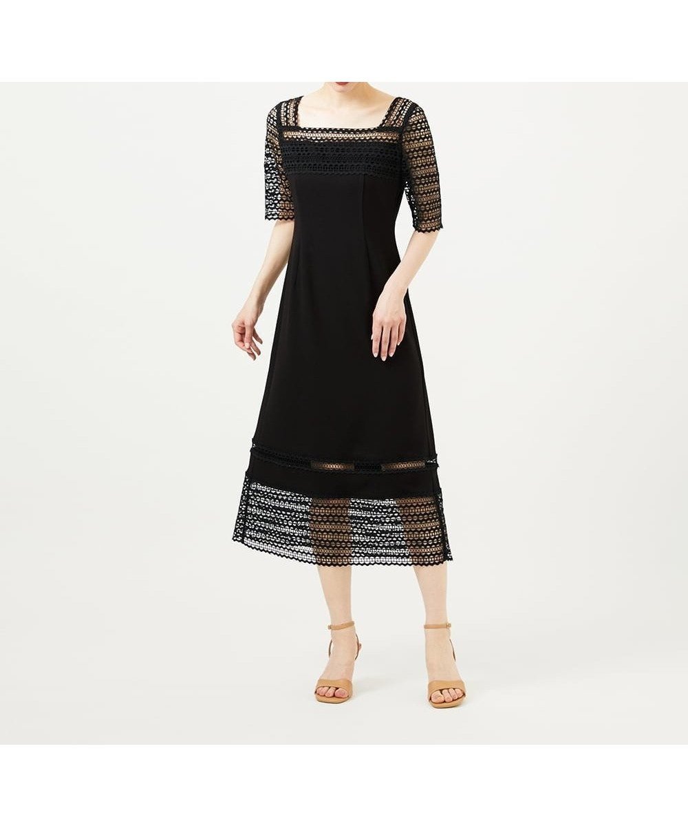 【シビラ/SYBILLA】のケミカルレースドレス インテリア・キッズ・メンズ・レディースファッション・服の通販 founy(ファニー) 　ファッション　Fashion　レディースファッション　Ladies' Fashion Online　ワンピース　Dress　ドレス　Party Dresses　ケミカル　Chemical　スクエア　Square　トリミング　Trimming　ドレス　Dress　レース　Race　ブラック|ID: prp329100004596499 ipo3291000000032665260