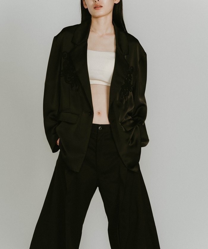 【その他のブランド/Other】のKnuth Marf/embroidered satin jacket 刺繍ジャケット インテリア・キッズ・メンズ・レディースファッション・服の通販 founy(ファニー) https://founy.com/ ファッション Fashion レディースファッション Fashion for Women アウター Coat / Outerwear Collection レディースジャケット・軽アウター Jackets アクセサリー Fashion Accessories サテン Satin, Glossy Fabric ジャケット Jacket, Outerwear テーラード Tailored, Tailored Fit トレンド Trend, Trending Now ドレープ Drape, Draping Fabric フロント Front, Front Design 再入荷 Restock / Back in Stock エレガント 上品 Elegant |ID: prp329100004596504 ipo3291000000032665280