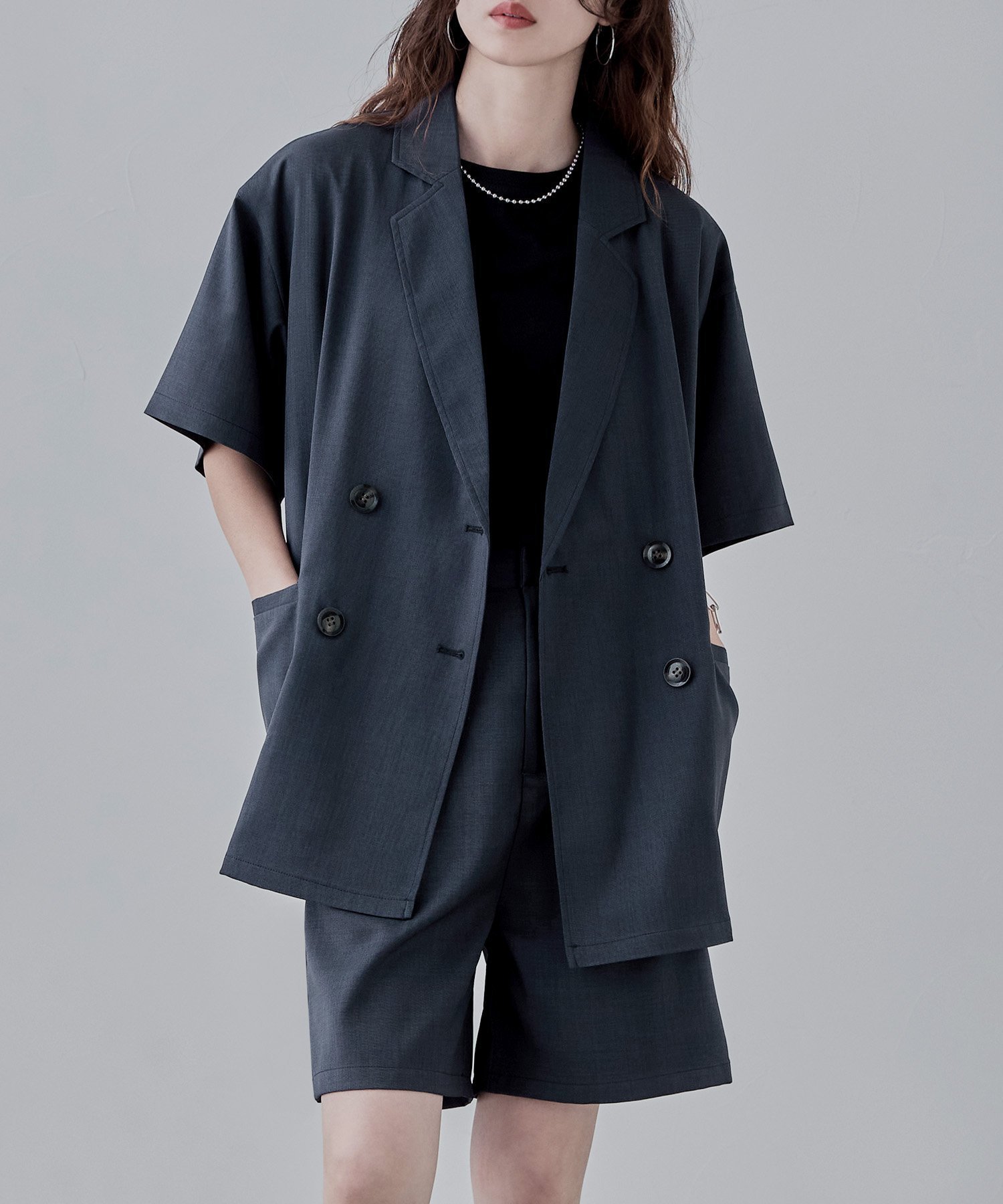 【その他のブランド/Other】のヘザーエステルツイルハーフスリーブジャケット 人気、トレンドファッション・服の通販 founy(ファニー) 　ファッション　Fashion　レディースファッション　Fashion for Women　アウター　Coat / Outerwear Collection　レディースジャケット・軽アウター　Jackets　インナー　Innerwear　シンプル　Simple, Minimal　ジャケット　Jacket, Outerwear　スリーブ　Sleeve, Long Sleeve / Short Sleeve　セットアップ　Set-Up, Coordinated Outfit　タンク　Tank Top, Sleeveless Top　ハーフ　Half, Half-Length　無地　Plain, Solid Color　 other-1|ID: prp329100004596545 ipo3291000000032665927