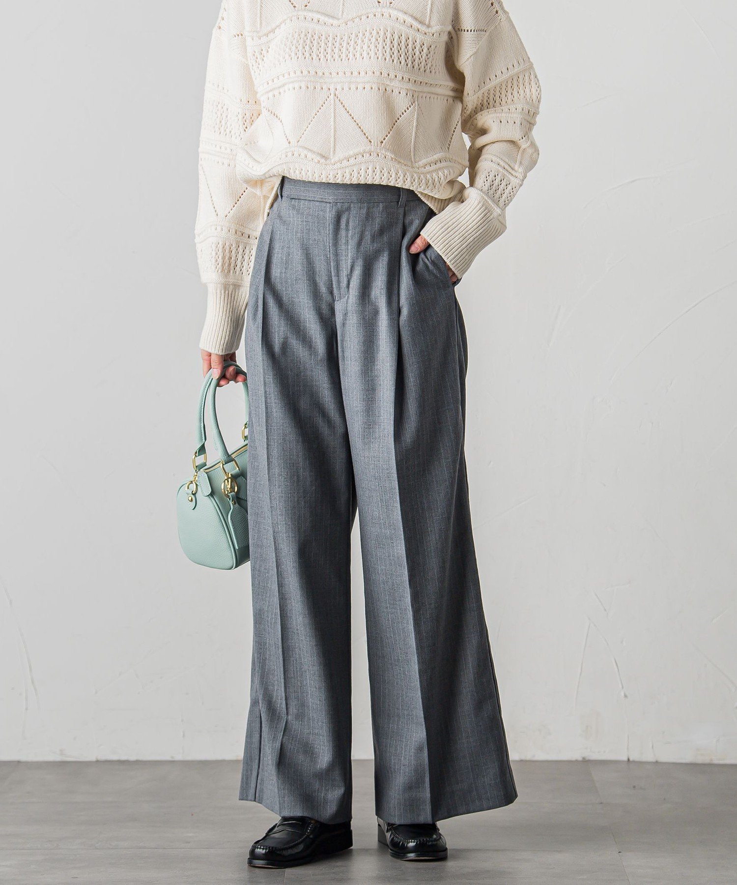 【ロートレ アモン/LAUTRE AMONT】のハイカウントフラノパンツ インテリア・キッズ・メンズ・レディースファッション・服の通販 founy(ファニー) 　ファッション　Fashion　レディースファッション　Ladies' Fashion Online　パンツ　Pants　サテン　Satin　ワイド　Wide　エレガント 上品　Elegant　グレー系その他|ID: prp329100004596561 ipo3291000000032666184