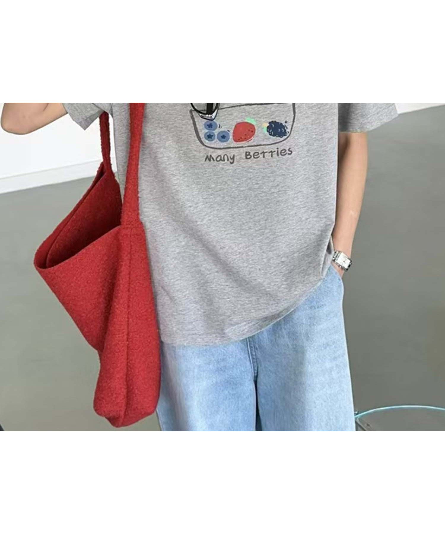 【アイモハ/aimoha】のaimoha -select-/カジュアルプリントTシャツ インテリア・キッズ・メンズ・レディースファッション・服の通販 founy(ファニー) 　ファッション　Fashion　レディースファッション　Ladies' Fashion Online　トップス・カットソー　Tops/Tshirt　シャツ/ブラウス　Shirts/Blouses　ロング / Tシャツ　T-Shirts　おすすめ　Recommend　ショート　Short　シンプル　Simple　デニム　Denim　フロント　Front　プリント　Print　リラックス　Relax　杢グレー|ID: prp329100004596564 ipo3291000000032666223