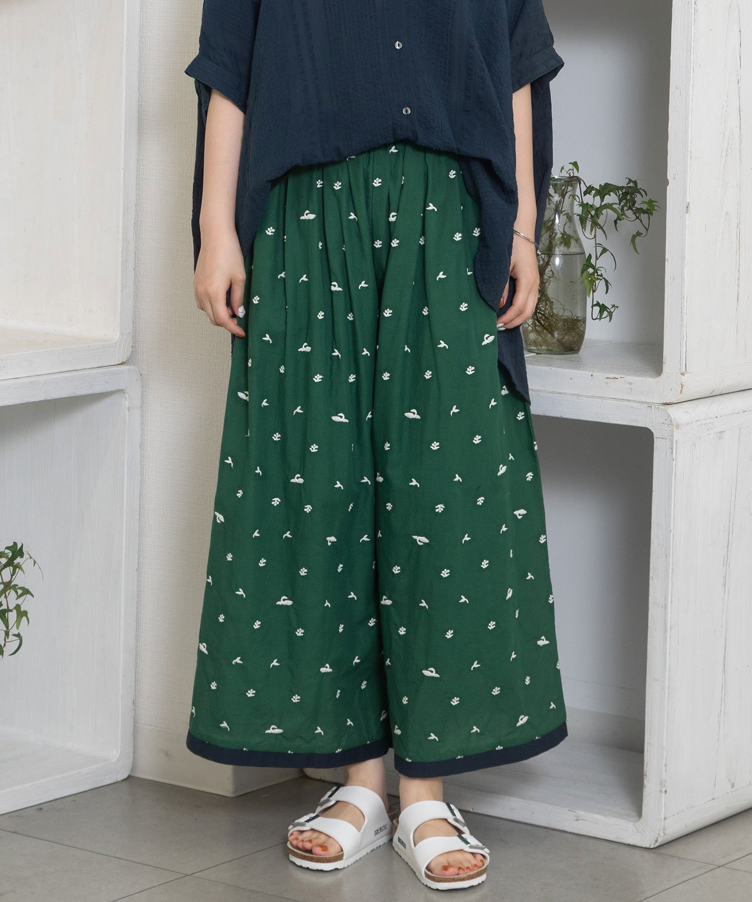 【プードゥドゥ/POU DOU DOU】のmade in INDIA ボタニカルスワン刺繍キュロット 人気、トレンドファッション・服の通販 founy(ファニー) 　ファッション　Fashion　レディースファッション　Ladies' Fashion Online　スカート　Skirt　インド　India　キュロット　Culottes　ギャザー　Gather　スマート　Smart　セットアップ　Set Up　ネップ　Nep Yarn　ポケット　Pocket　モチーフ　Motif　おすすめ　Recommend　 other-1|ID: prp329100004596589 ipo3291000000032666412
