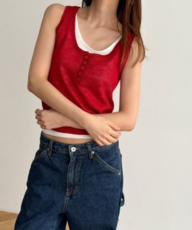 【キャナルジーン/CANAL JEAN】のEl mar レイヤードニットタンク 人気、トレンドファッション・服の通販 founy(ファニー) ファッション Fashion レディースファッション Fashion for Women トップス・カットソー Cut & Sew Tops ニット Knit Tops & Sweaters タンク Tank Top, Sleeveless Top |ID:prp329100004596594