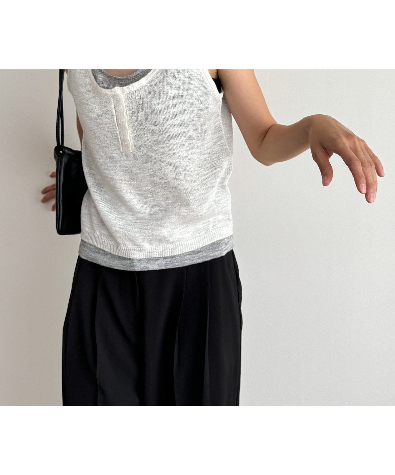 【キャナルジーン/CANAL JEAN】のEl mar レイヤードニットタンク インテリア・キッズ・メンズ・レディースファッション・服の通販 founy(ファニー) 　ファッション　Fashion　レディースファッション　Fashion for Women　トップス・カットソー　Cut & Sew Tops　ニット　Knit Tops & Sweaters　タンク　Tank Top, Sleeveless Top　ホワイト|ID: prp329100004596594 ipo3291000000033192214