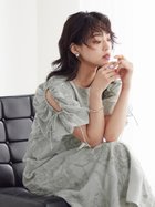 【ラシュッド/LASUD】の肩あきボリュームスリーブドレス 人気、トレンドファッション・服の通販 founy(ファニー) ファッション Fashion レディースファッション Ladies' Fashion Online トップス・カットソー Tops/Tshirt ボリュームスリーブ / フリル袖 Volume Sleeve ワンピース Dress ドレス Party Dresses ギャザー Gather バランス Balance フラワー Flower モチーフ Motif リボン Ribbon エレガント 上品 Elegant thumbnail ライトグリーン|ID: prp329100004596621 ipo3291000000032666698