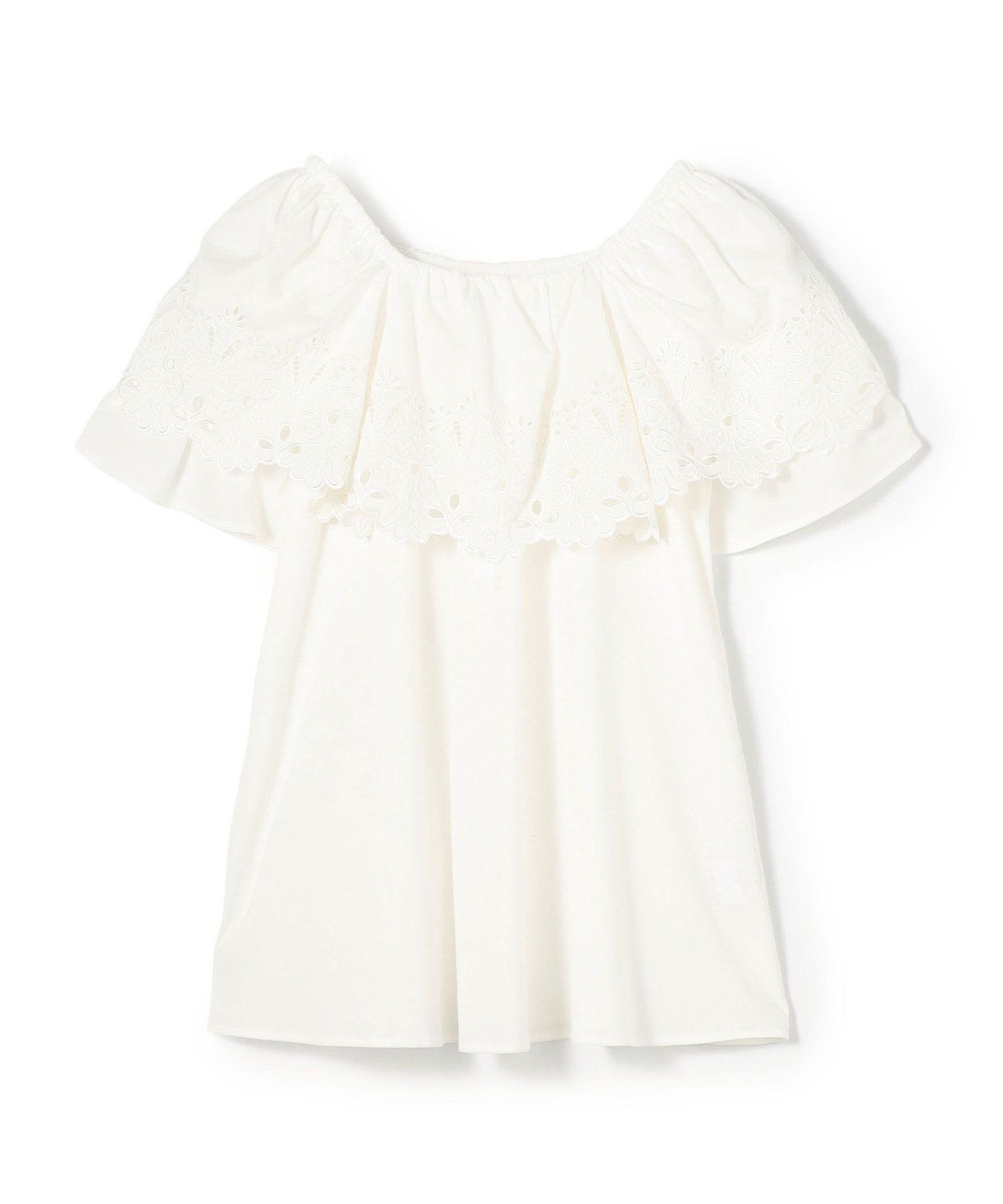 【トゥモローランド/TOMORROWLAND】のレースコンビ ラッフルフレアブラウス インテリア・キッズ・メンズ・レディースファッション・服の通販 founy(ファニー) 　ファッション　Fashion　レディースファッション　Ladies' Fashion Online　トップス・カットソー　Tops/Tshirt　シャツ/ブラウス　Shirts/Blouses　おすすめ　Recommend　コンビ　Combination　シューズ　Shoes　ジャージー　Jersey　ダウン　Down　デニム　Denim　フェミニン　Feminine　フラット　Flat　フレア　Flare　ラッフル　Raffle　レース　Race　11 ホワイト|ID: prp329100004596663 ipo3291000000032667215