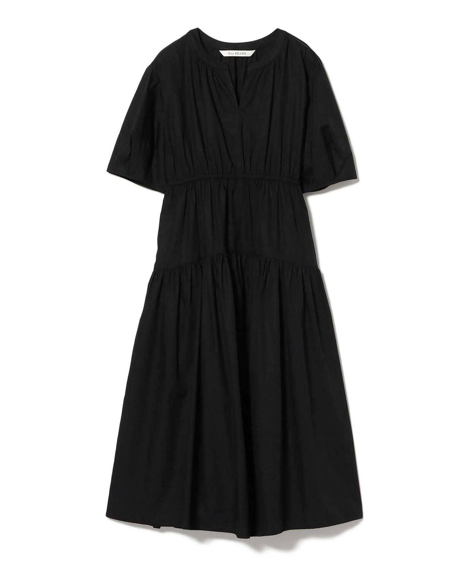 【ビームス ウイメン/BEAMS】のランタン スリーブ ギャザー ワンピース インテリア・キッズ・メンズ・レディースファッション・服の通販 founy(ファニー) 　ファッション　Fashion　レディースファッション　Ladies' Fashion Online　ワンピース　Dress　ギャザー　Gather　シンプル　Simple　スリーブ　Sleeve　フォルム　Form　ブロード　Broad　リゾート　Resort　夏　Summer　BLACK|ID: prp329100004596677 ipo3291000000032667306