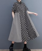 【スピーガ/SPIGA】のシャツカラー前開き水玉切替ワンピース シロ*クロ|ID: prp329100004596766 ipo3291000000032667990