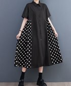 【スピーガ/SPIGA】のシャツカラー前開き水玉切替ワンピース クロ*シロ|ID: prp329100004596766 ipo3291000000032667991